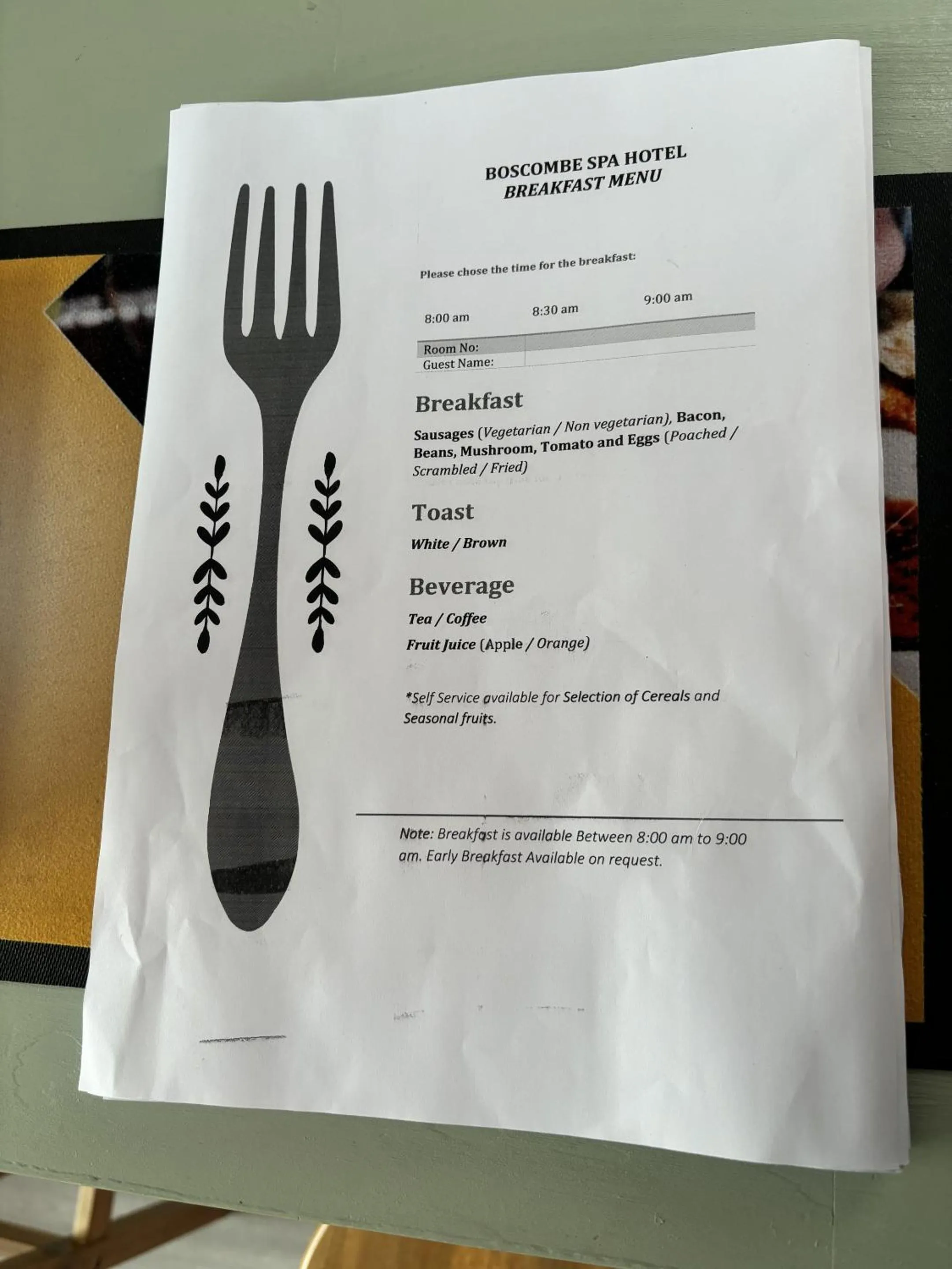 Breakfast in Boscombe Spa Hotel