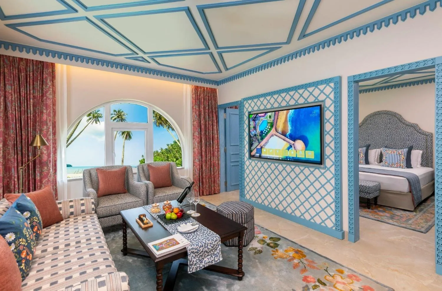 Living room, Bed in Taj Fort Aguada Resort & Spa, Goa