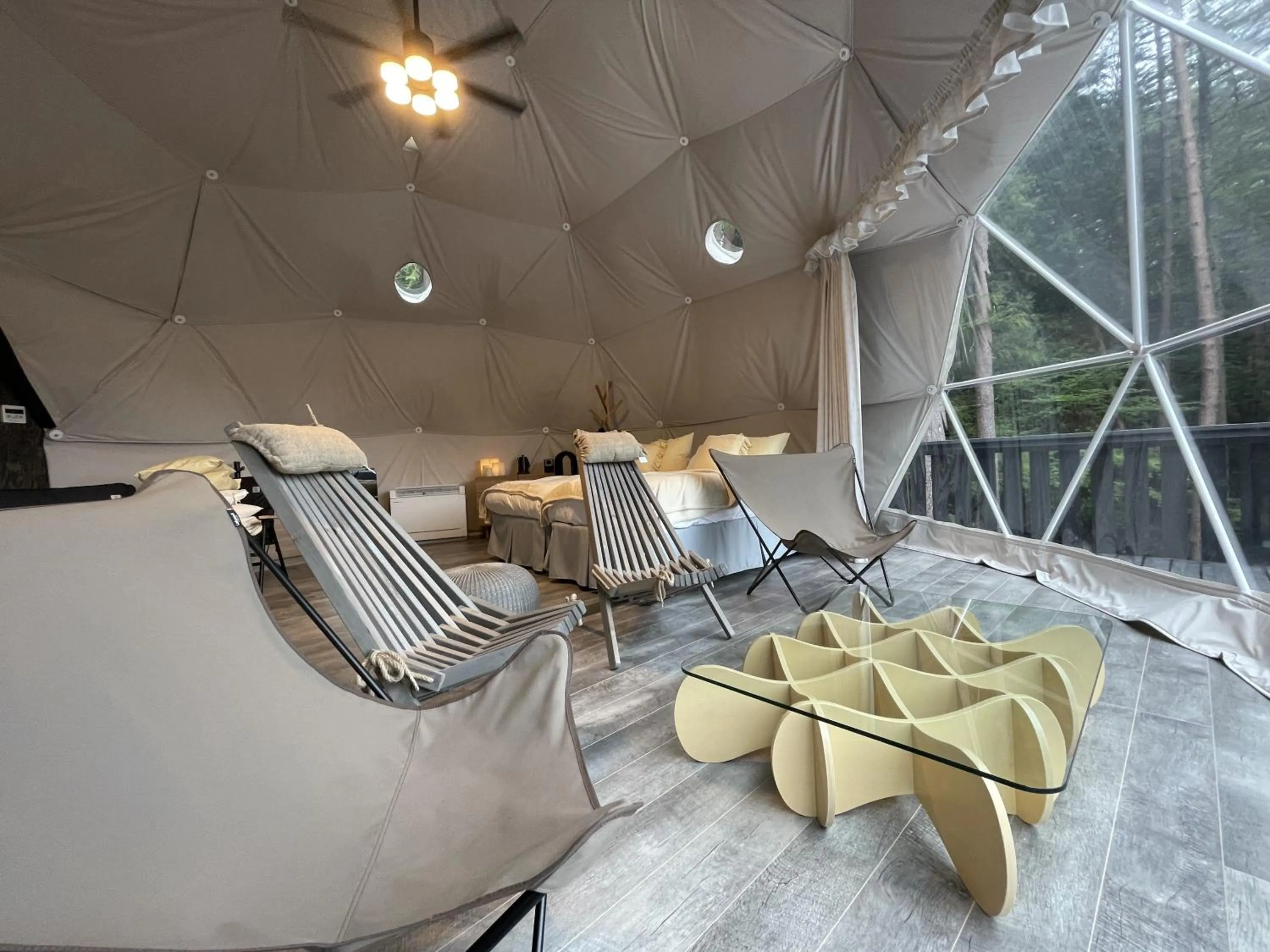 Seating area in TOCORO. Mt.Fuji CAMP&GLAMPING