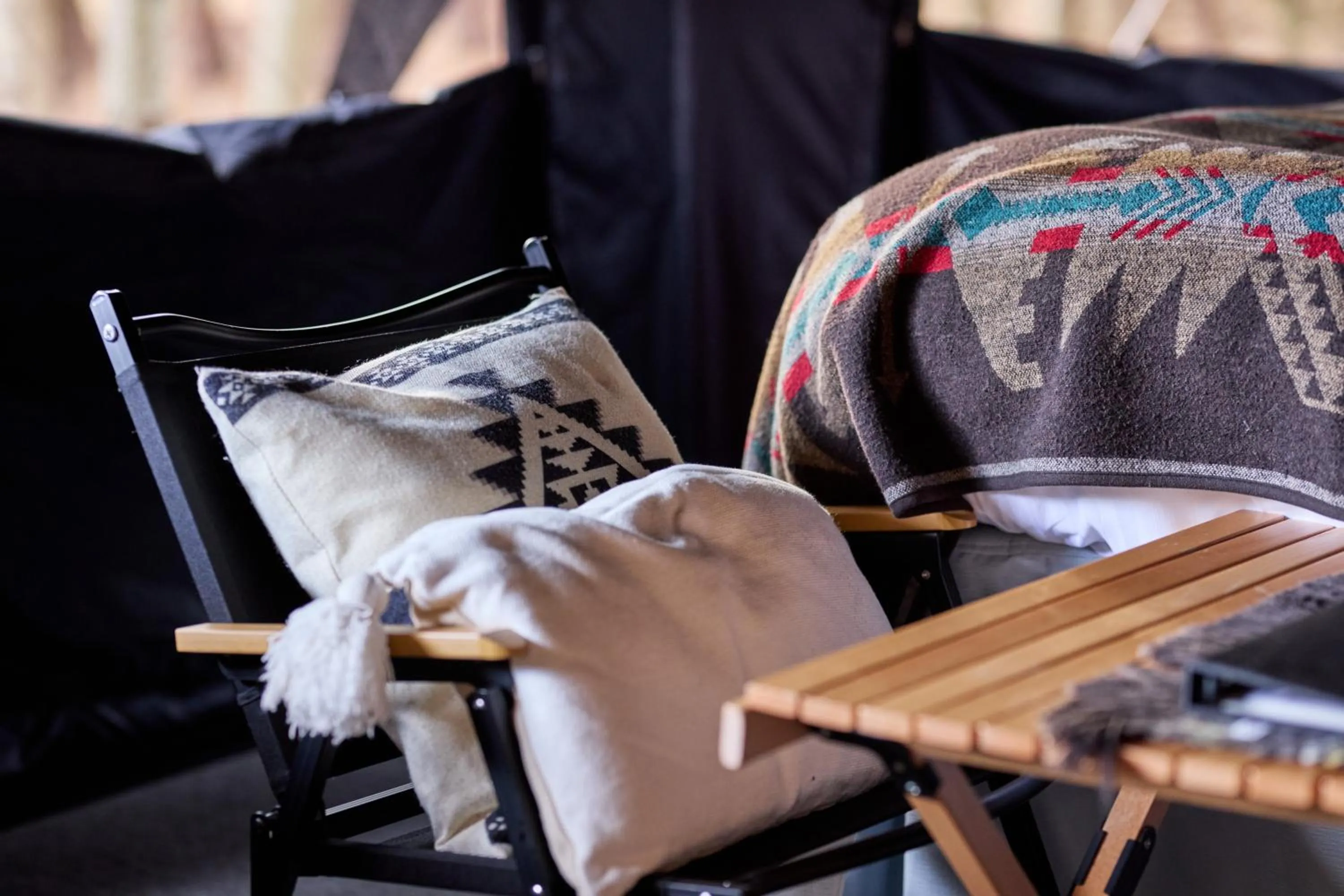 Seating area in TOCORO. Mt.Fuji CAMP&GLAMPING