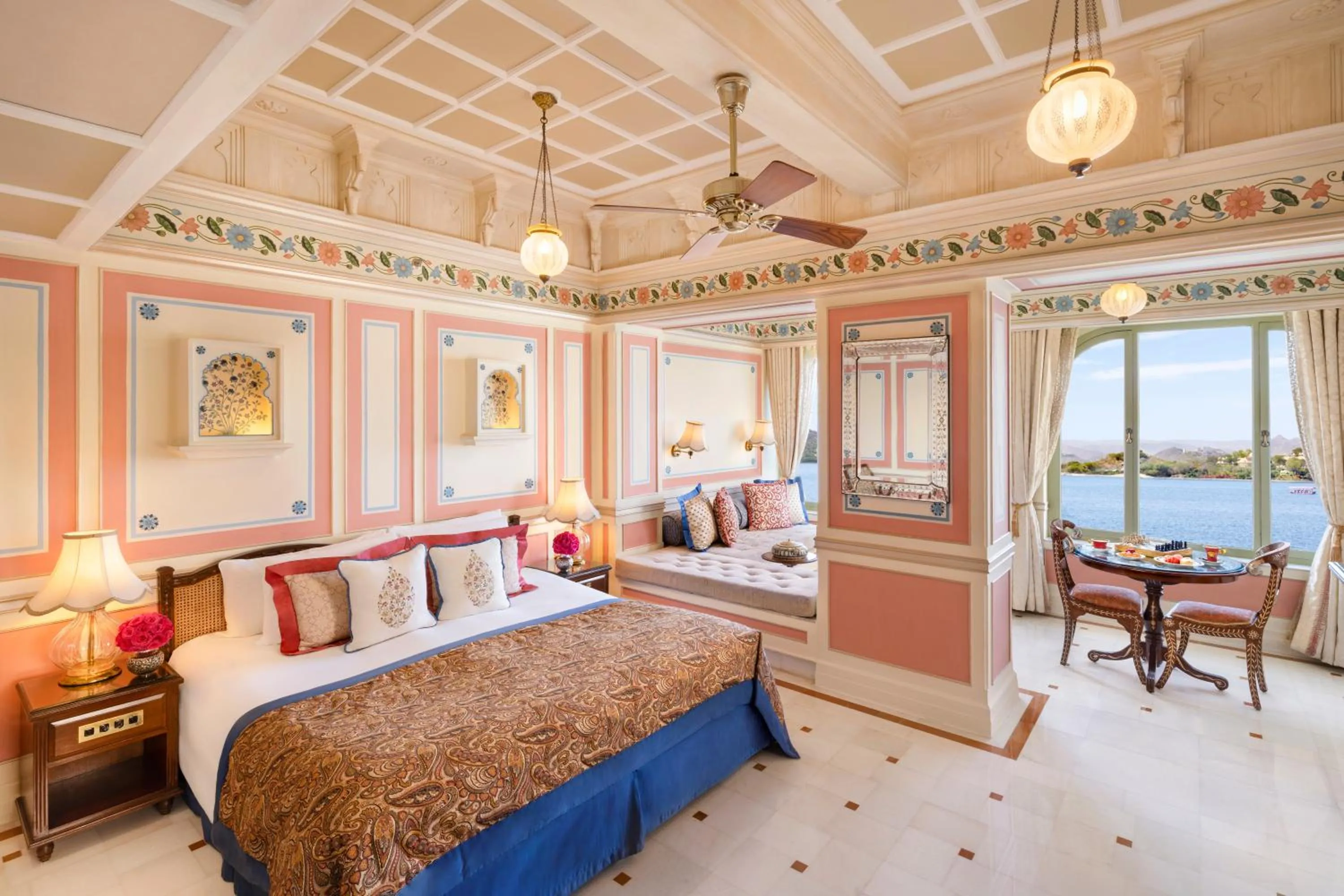 Bedroom, Bed in Taj Lake Palace Udaipur