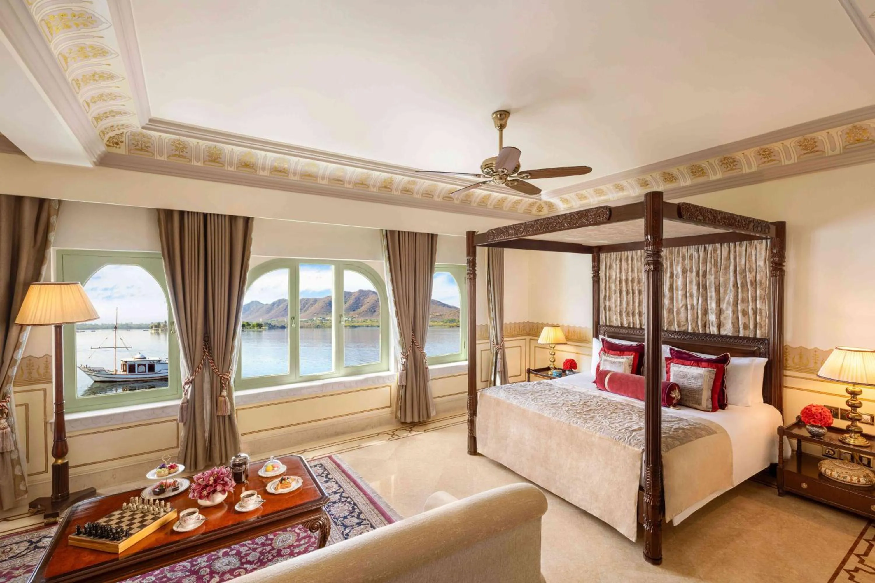 Photo of the whole room, Bed in Taj Lake Palace Udaipur