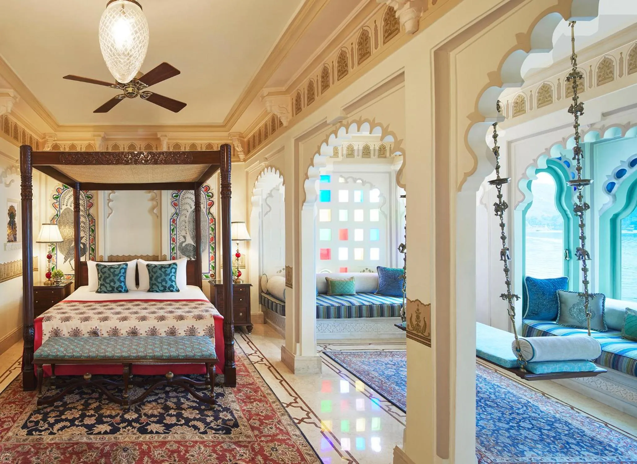 Bedroom, Bed in Taj Lake Palace Udaipur
