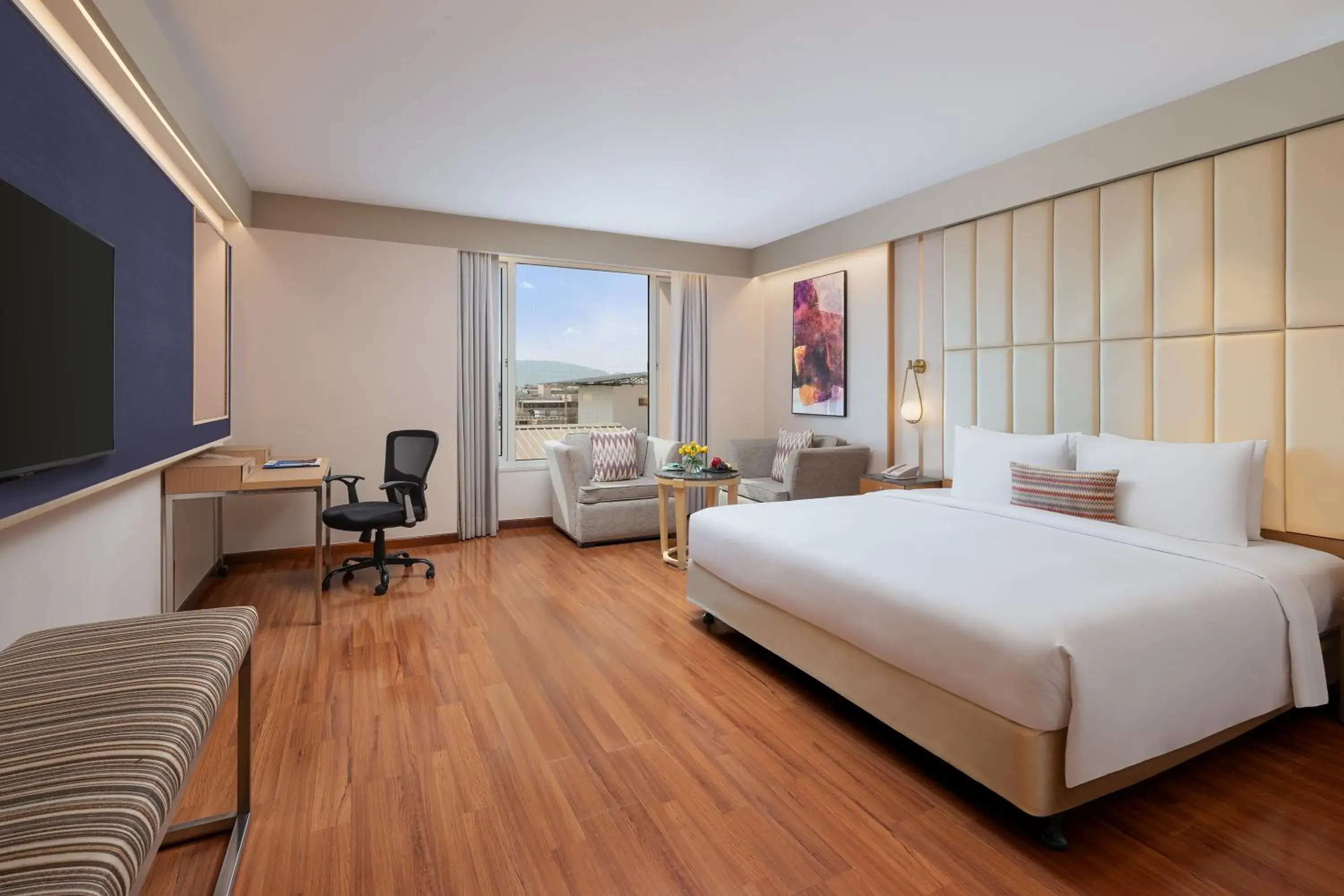 Bedroom, Bed in Vivanta Vijayawada, MG Road Bedroom, Bed in Vivanta Vijayawada, MG Road