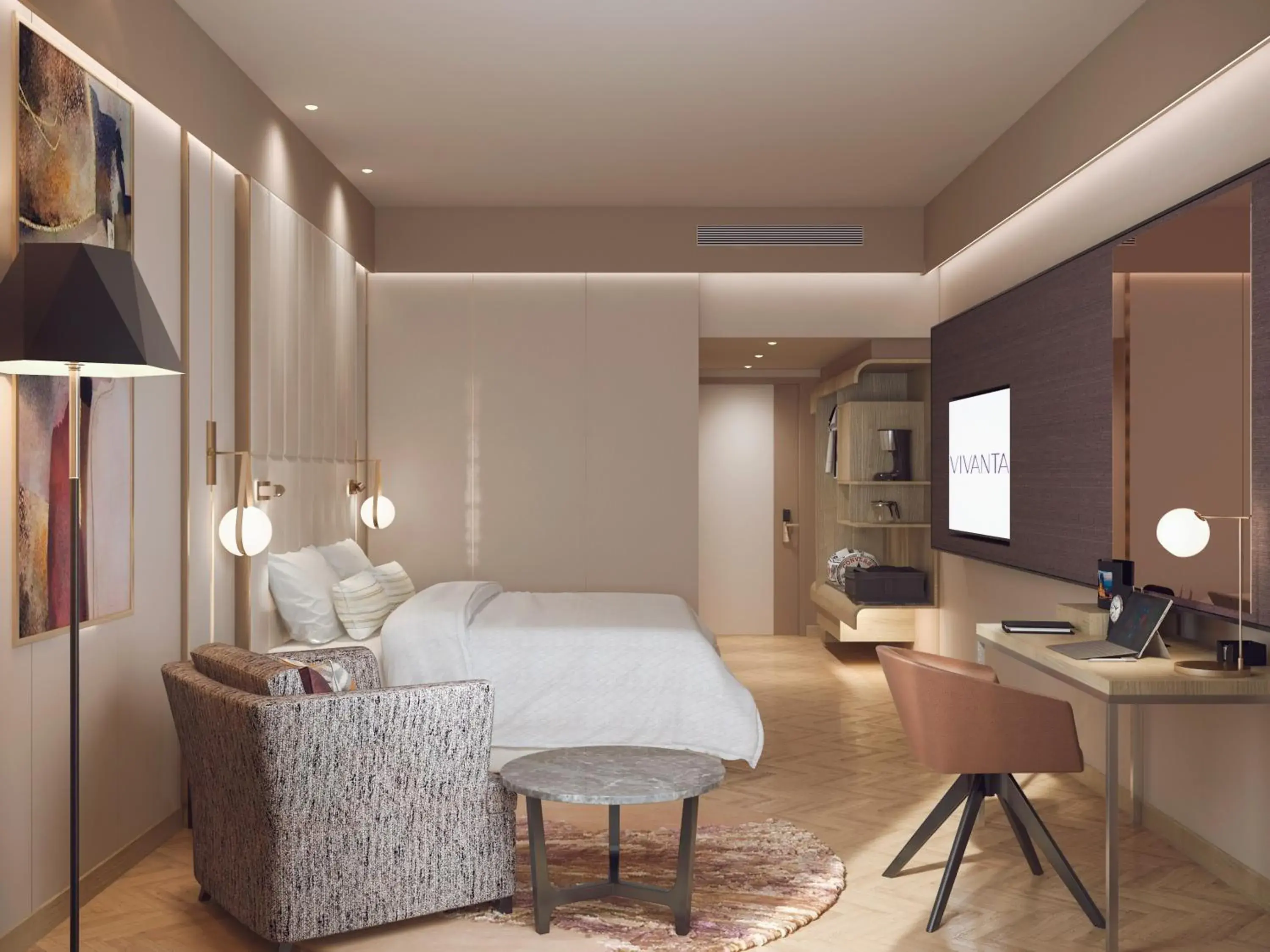 Bedroom, Bed in Vivanta Vijayawada, MG Road Bedroom, Bed in Vivanta Vijayawada, MG Road