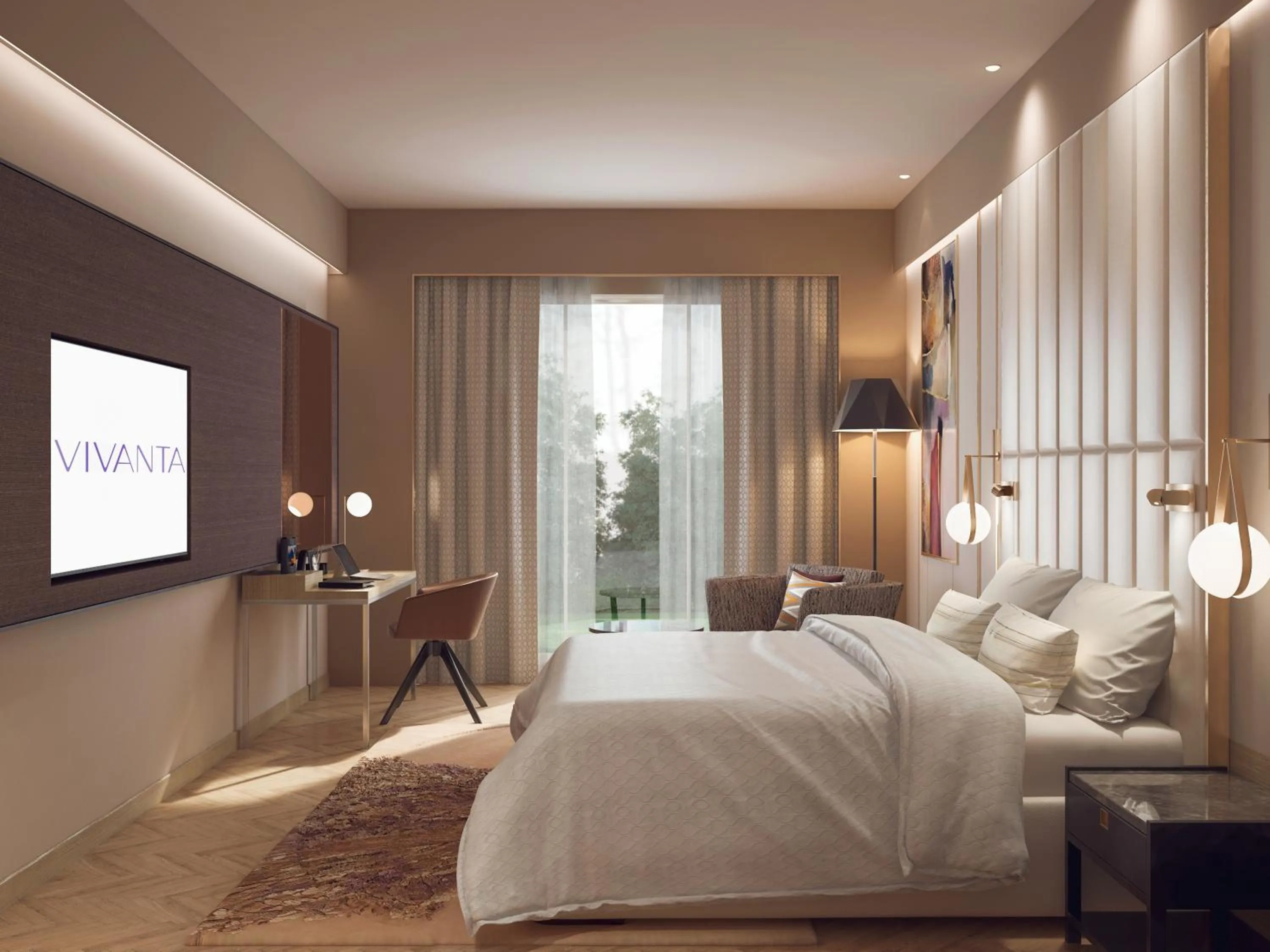 Bedroom, Bed in Vivanta Vijayawada, MG Road