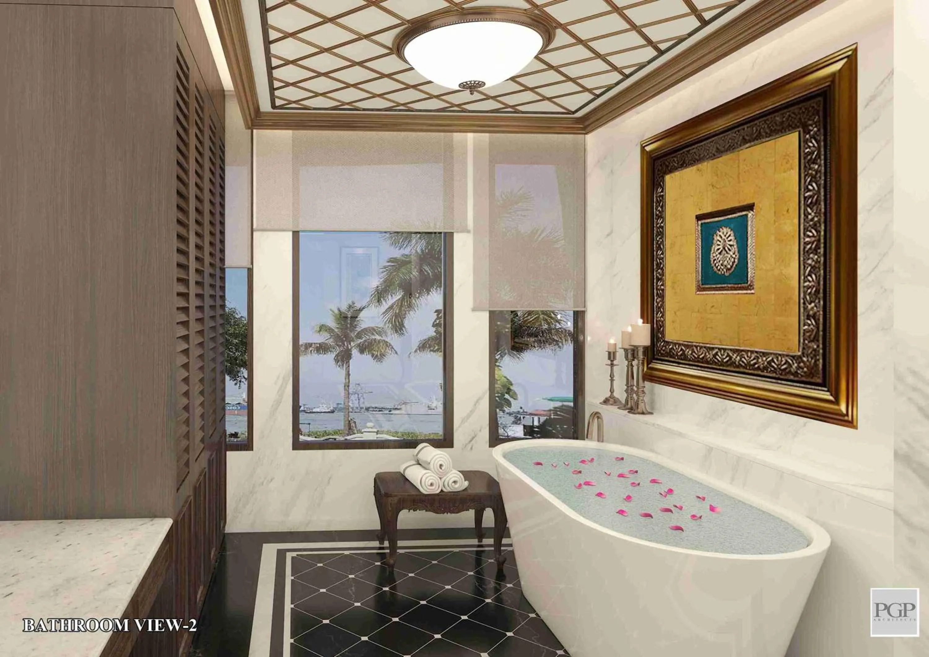Shower, Bed in Taj Malabar Resort & Spa, Cochin.