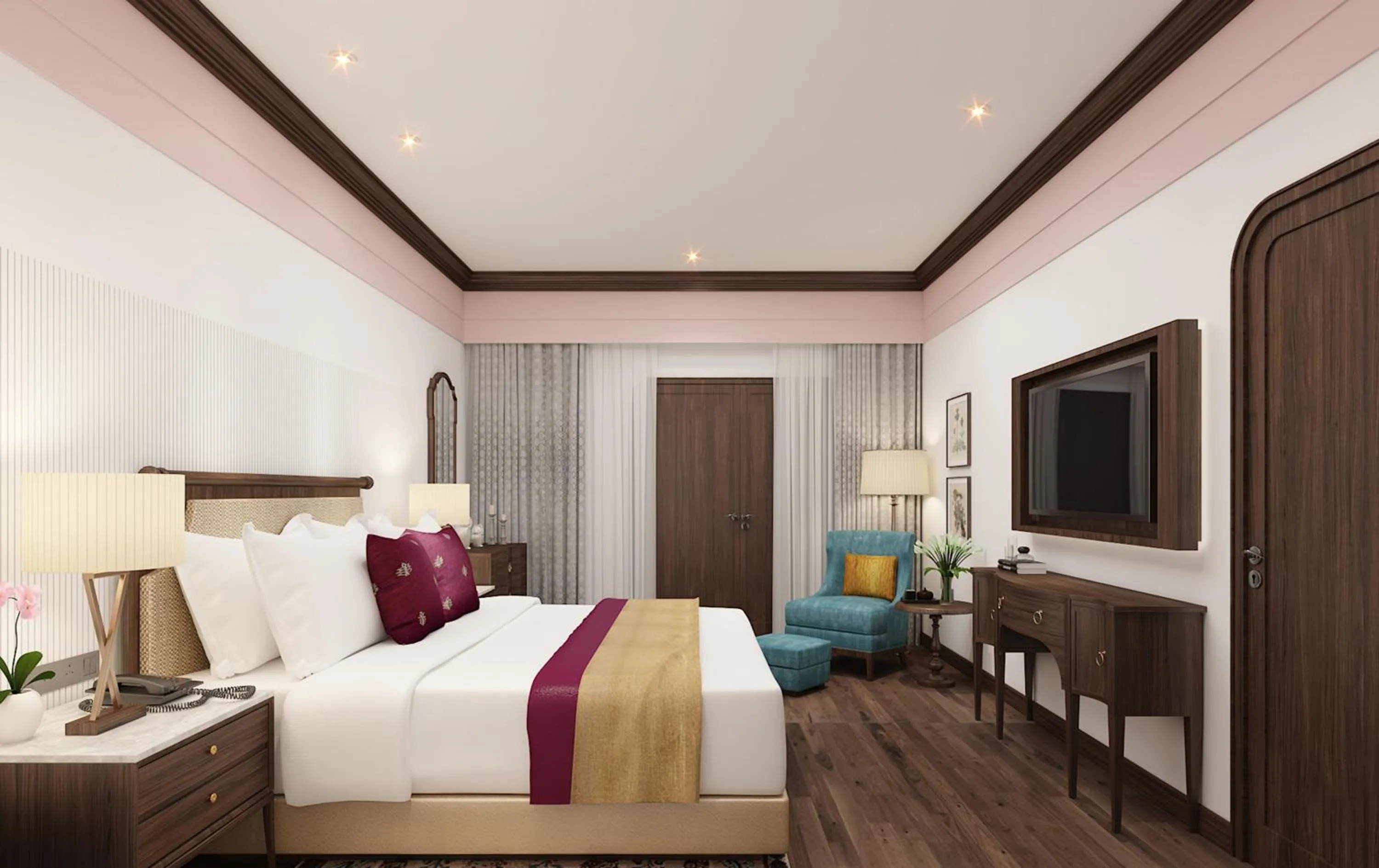 Bedroom, Bed in Taj Malabar Resort & Spa, Cochin.