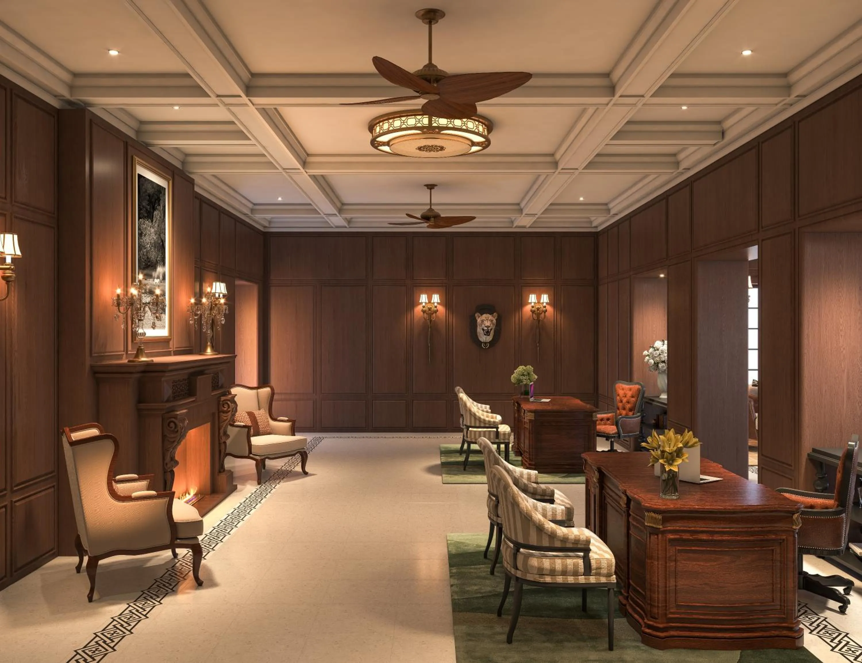 Lobby or reception in The Maharaja's Lodge, Ranthambore