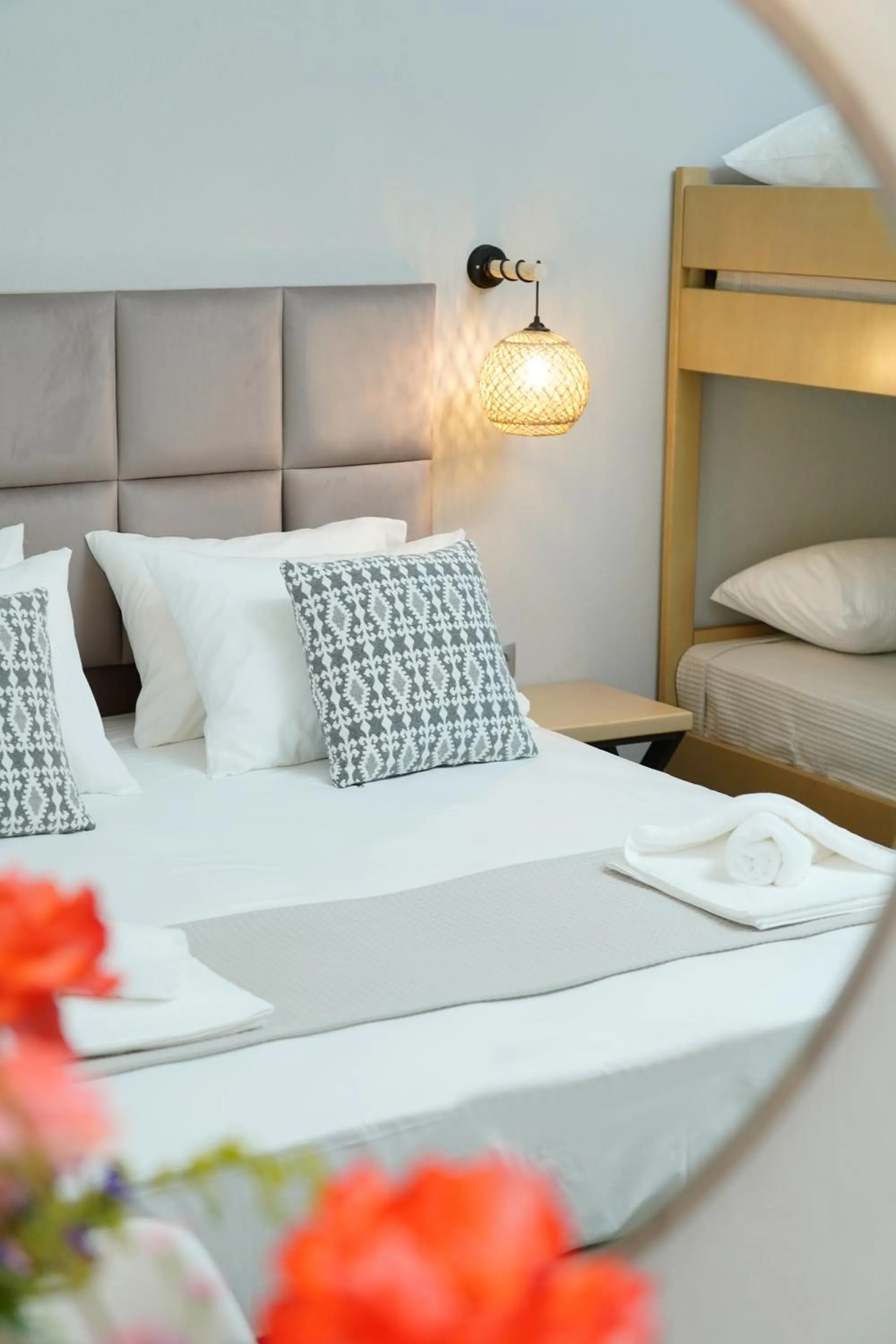 Bed in Aquamarine Luxury Rooms Thassos