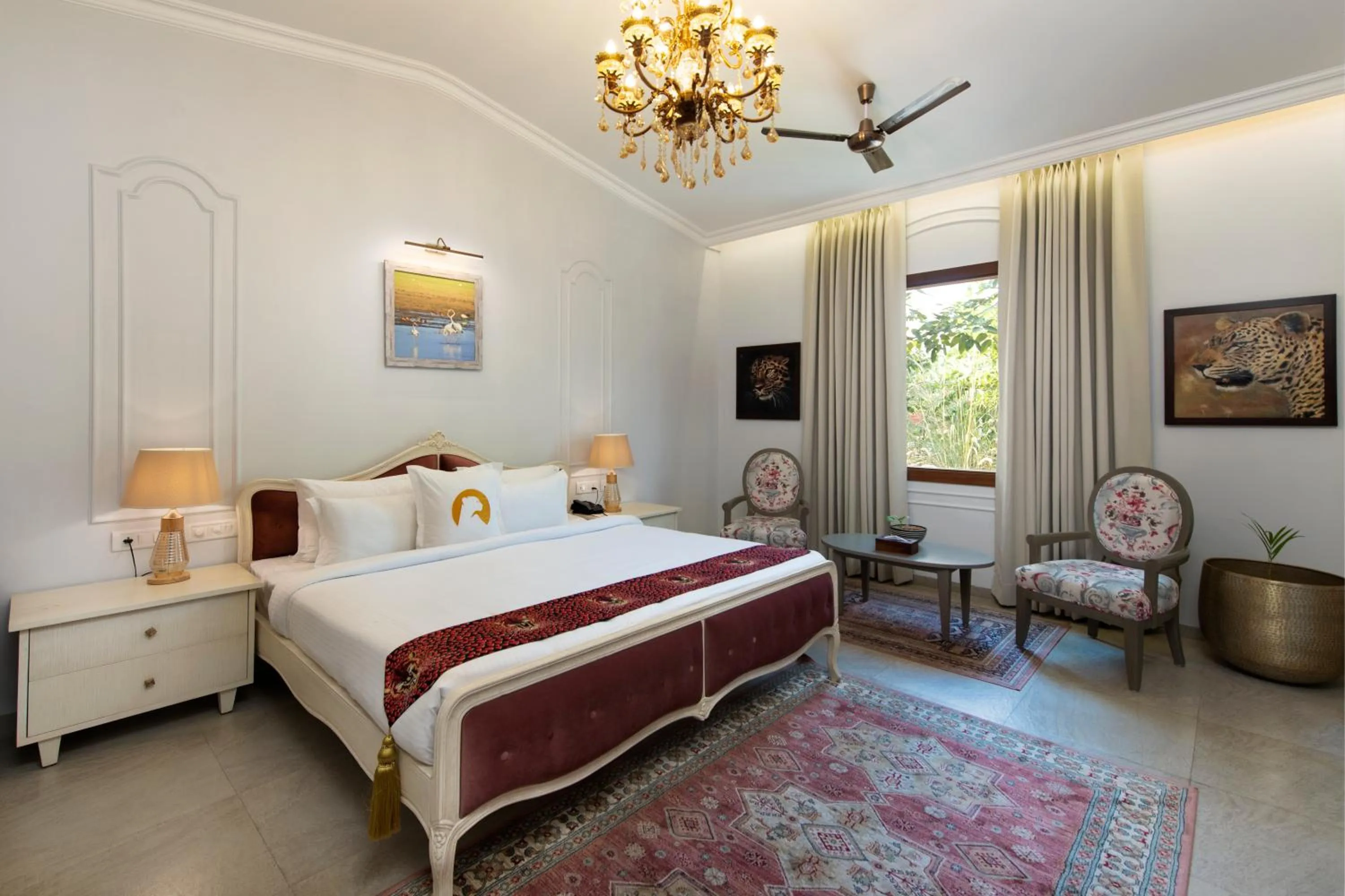 Bed in WelcomHeritage Cheetahgarh Resort & Spa