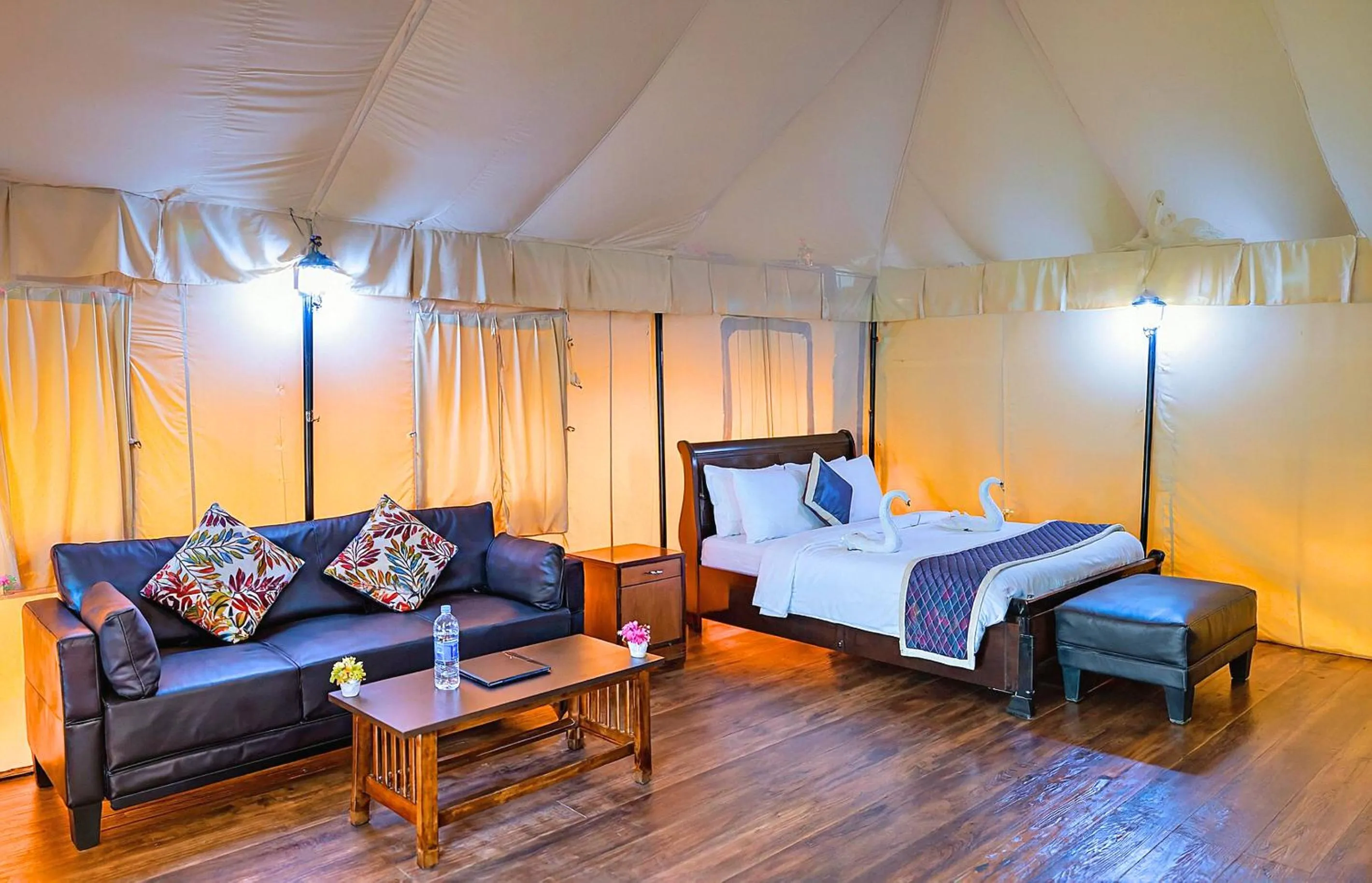 Seating area, Bed in Three Hills Resort Coorg