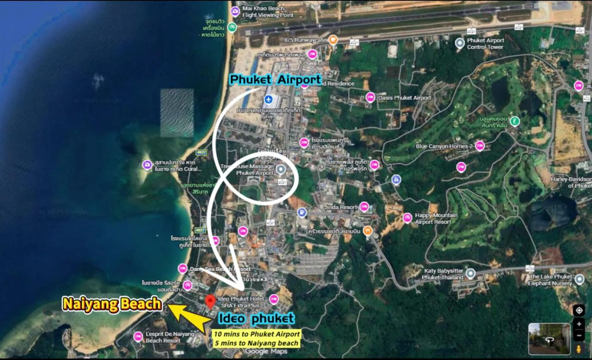 Location in Ideo Phuket Hotel - Naiyang Beach