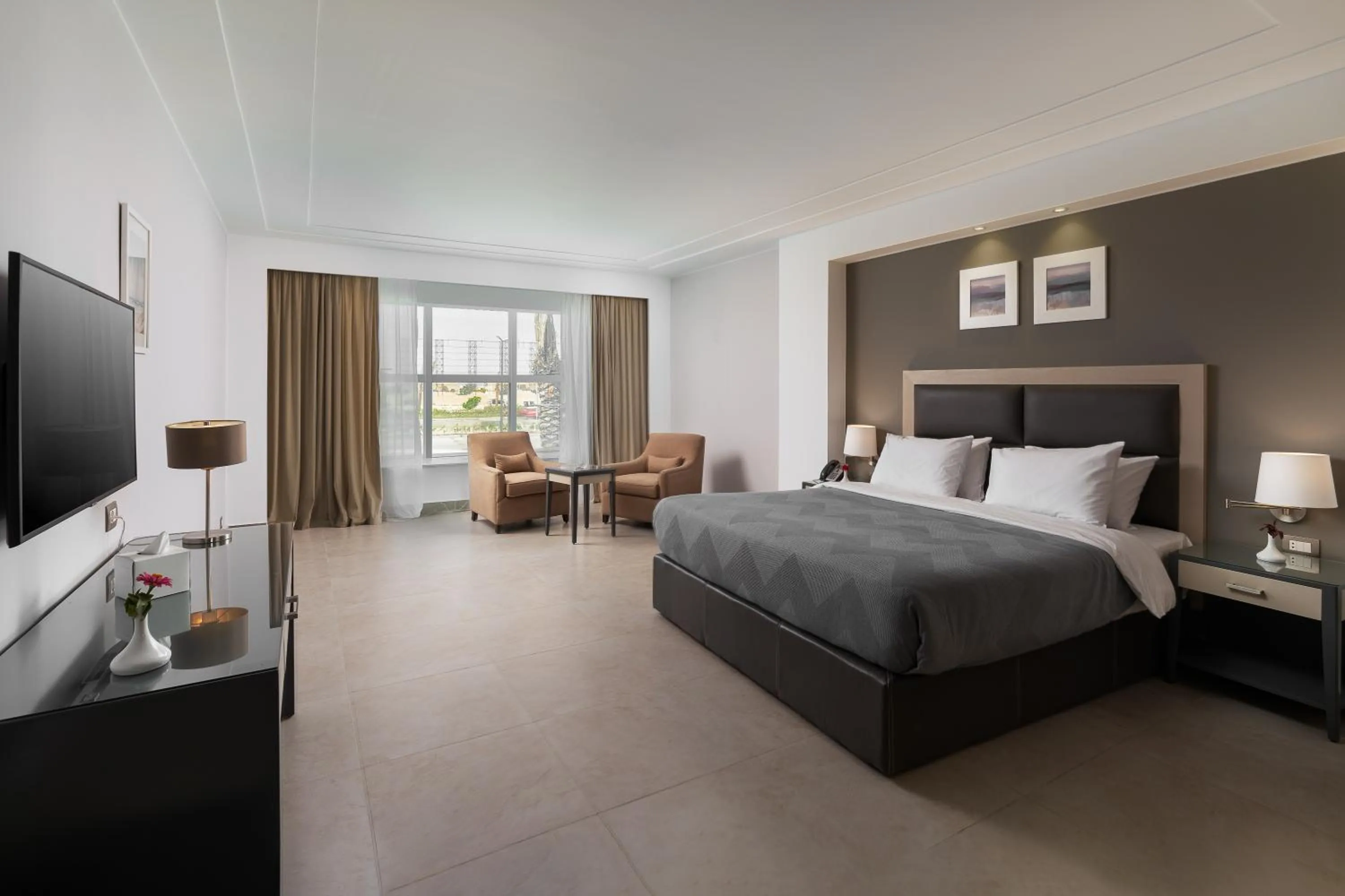 Photo of the whole room, Bed in Rhactus Hotel, New Alamein