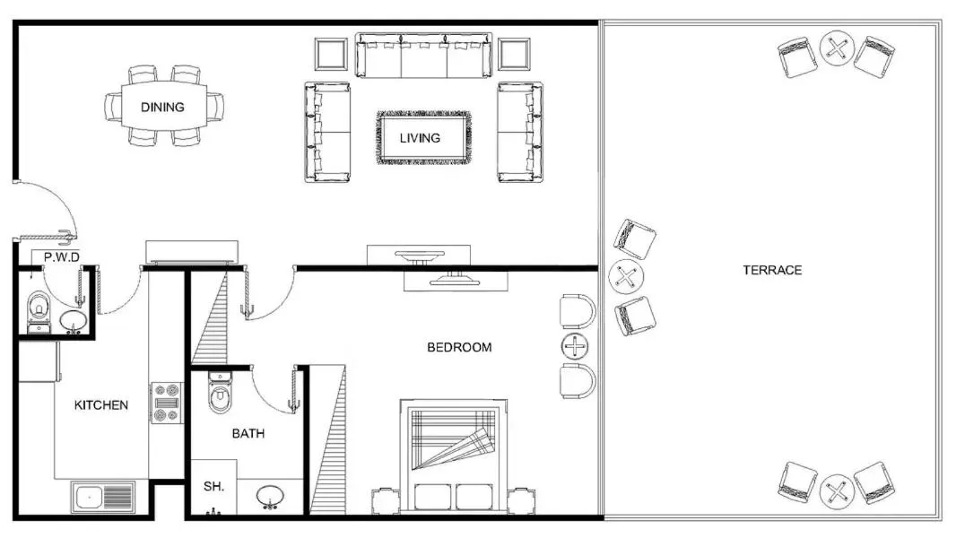 Floor plan in LUX Opulent Island Suite 6 Burj View