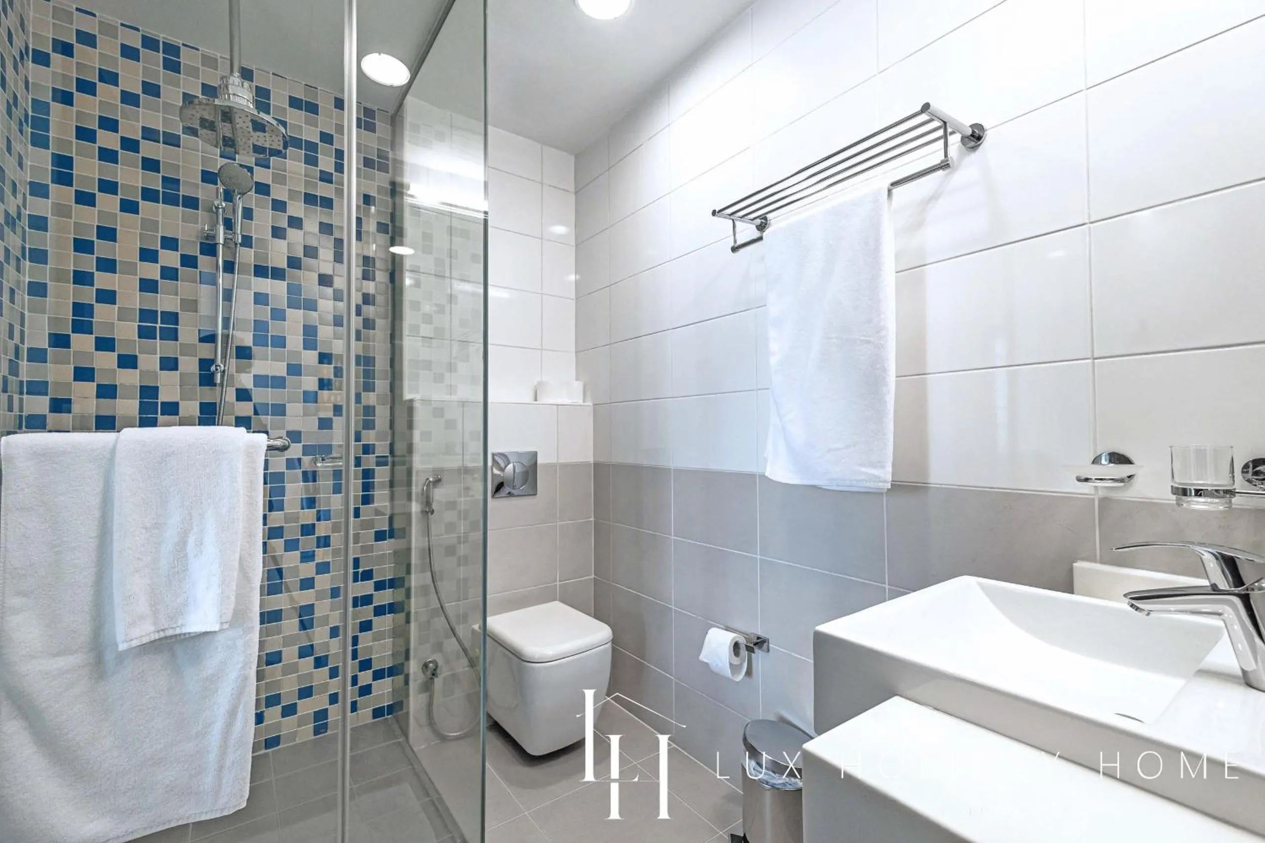 Shower in LUX Opulent Island Suite 6 Burj View