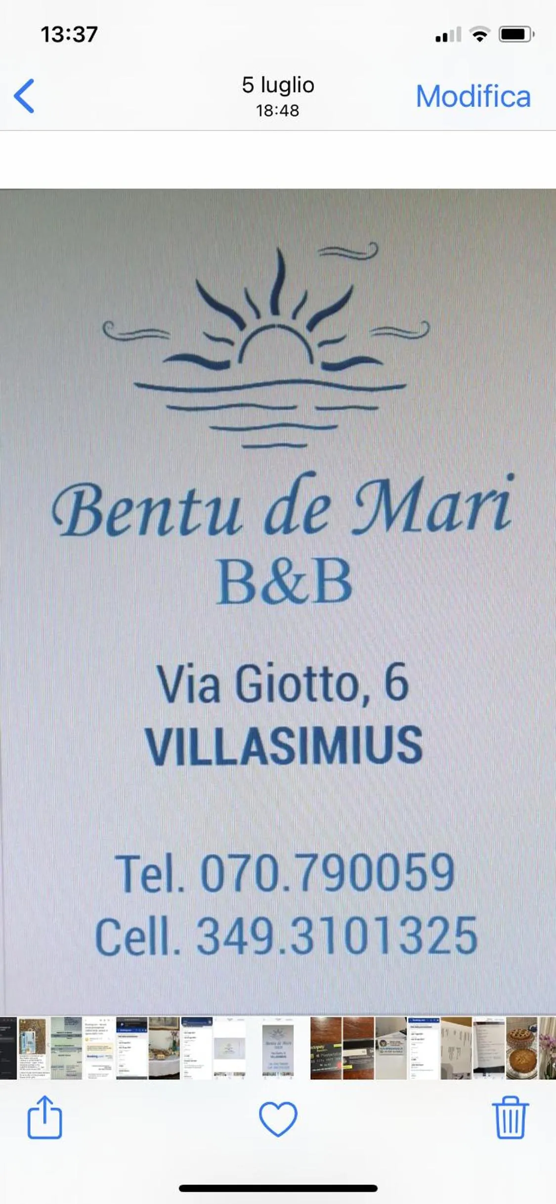 Logo/Certificate/Sign in B&B Bentu de Mari