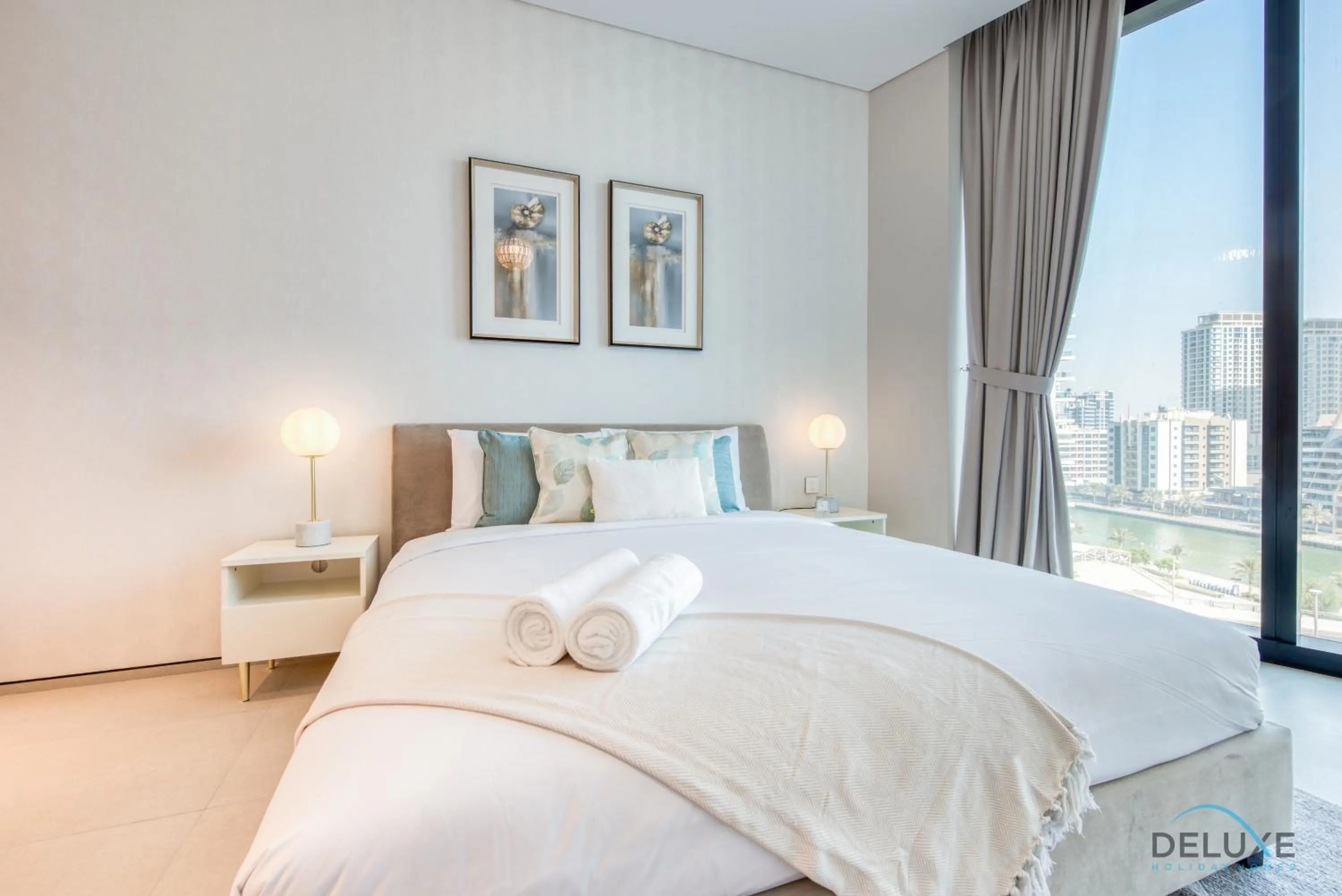 Bed in Exquisite 1BR at The Address Residences in JBR by Deluxe Holiday Homes
