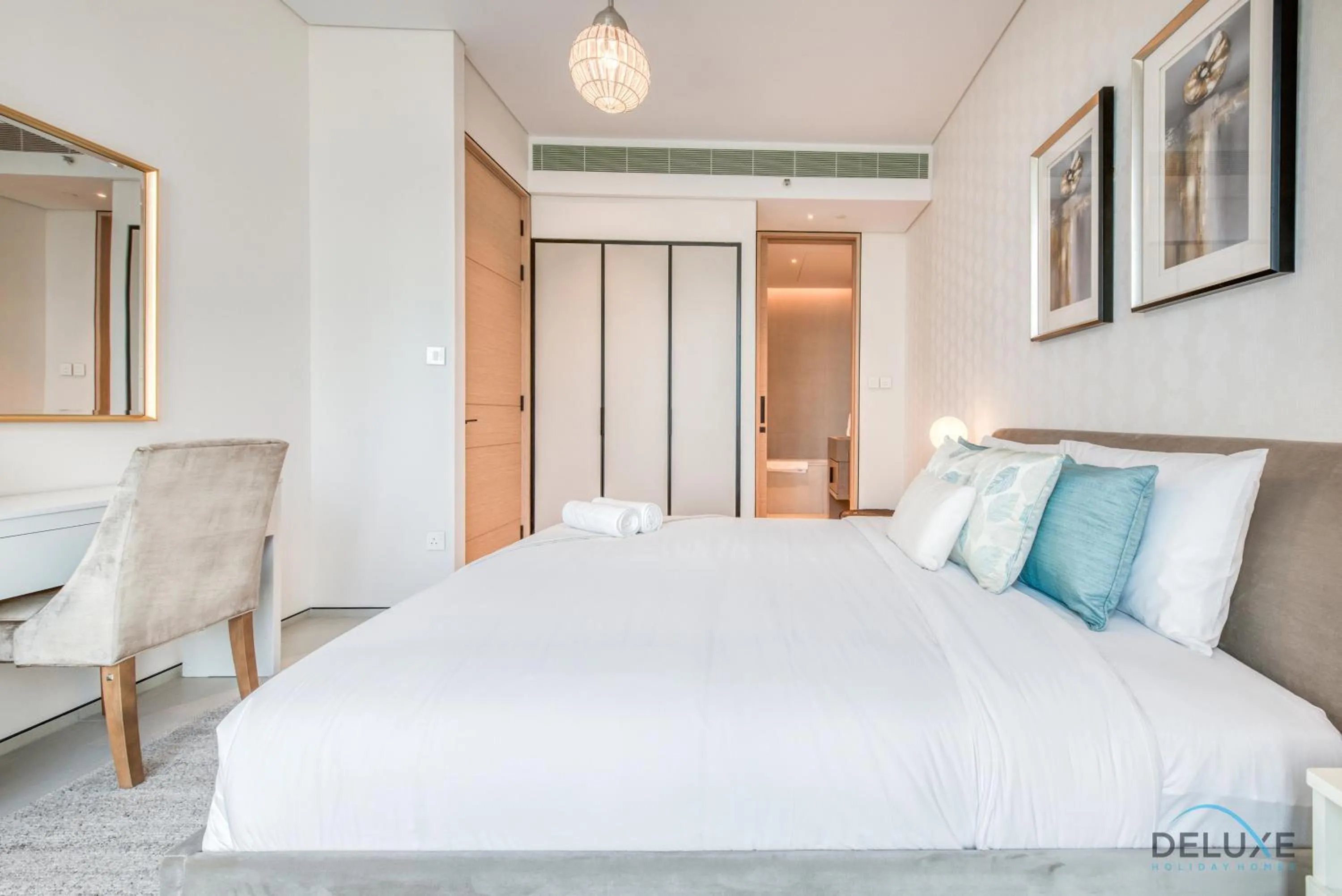 Bed in Exquisite 1BR at The Address Residences in JBR by Deluxe Holiday Homes
