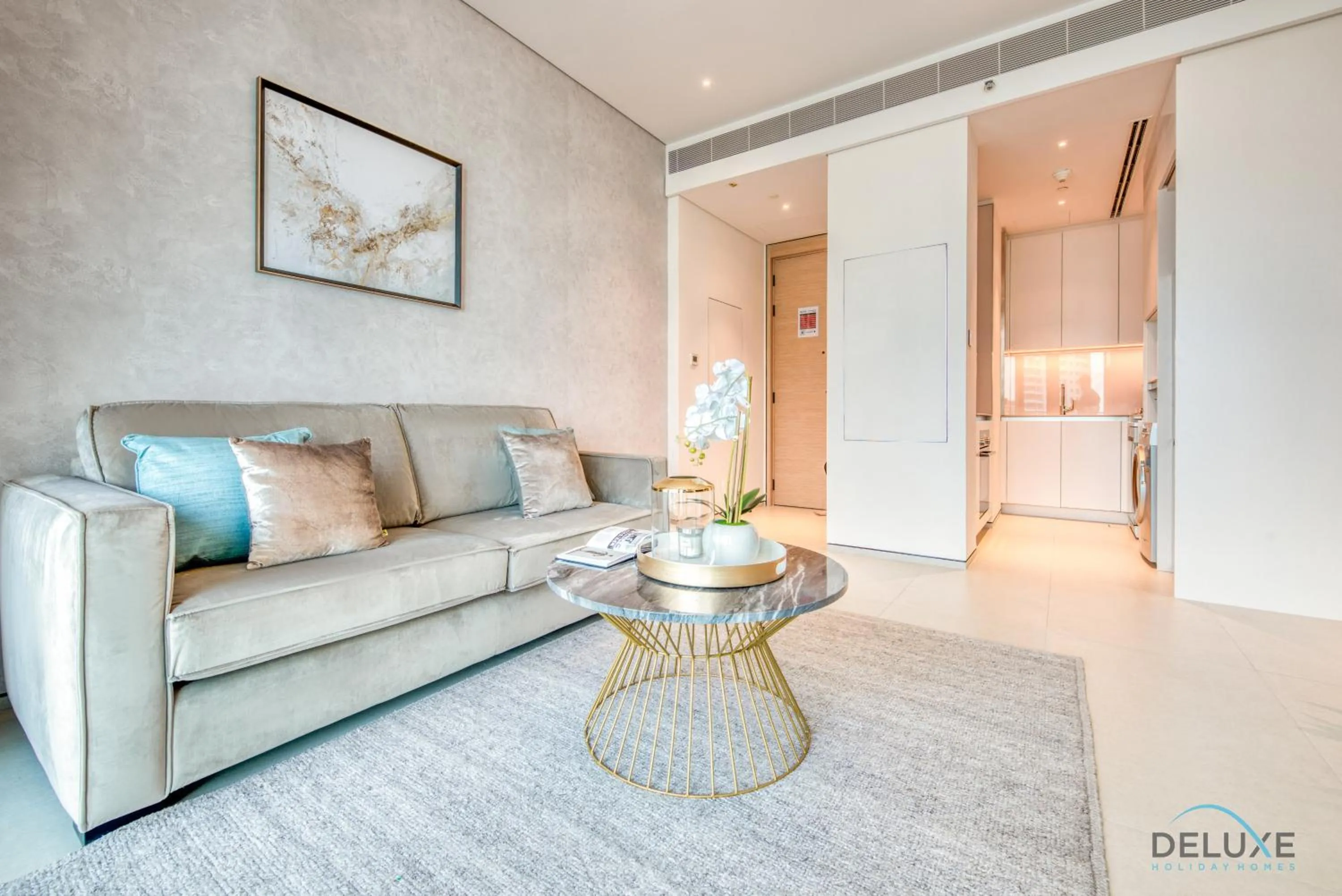 Living room in Exquisite 1BR at The Address Residences in JBR by Deluxe Holiday Homes