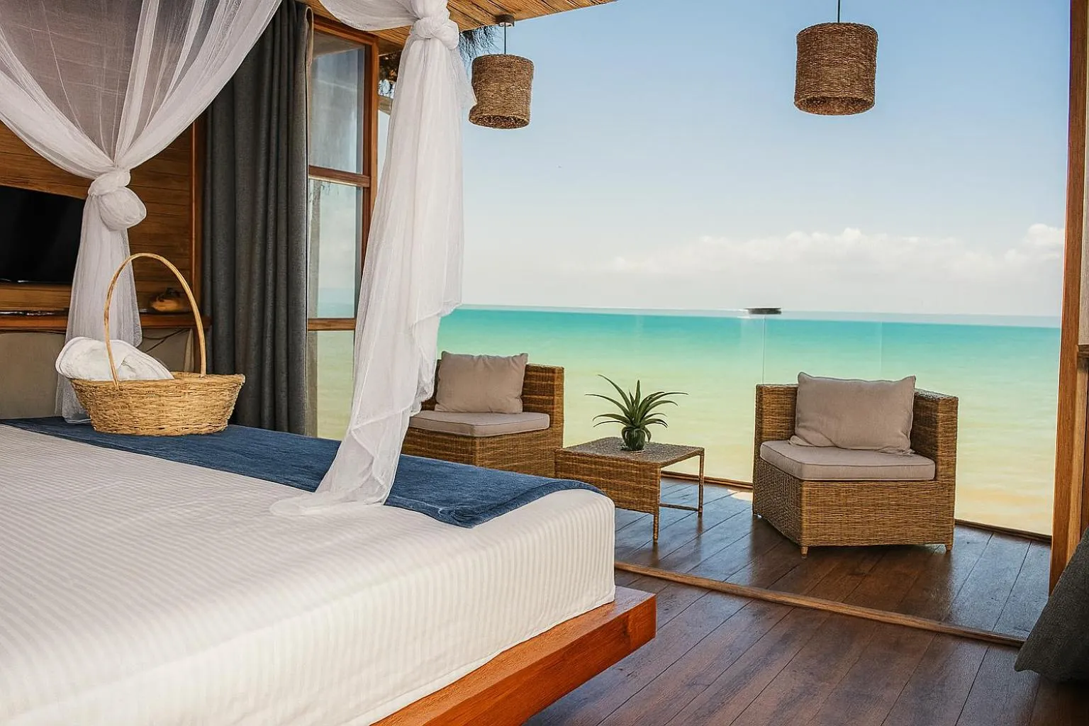 Sea view, Bed in RCH LUXURY HOTEL & POOL