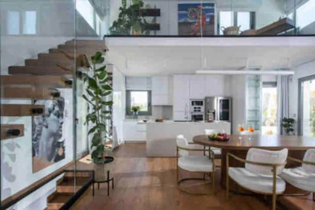 Dining area in Opsis Luxury Villa with swimming pool