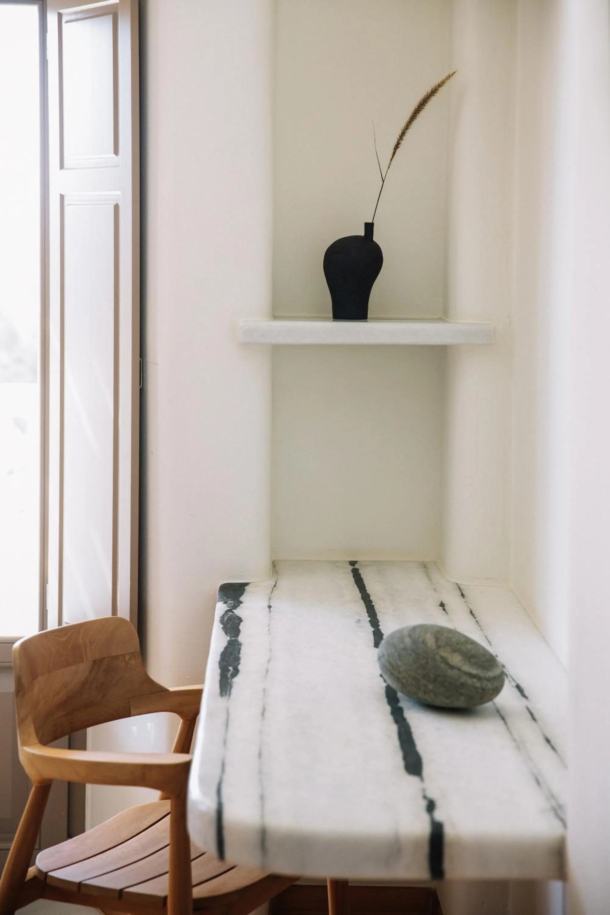 Decorative detail, Bed in Ammothines Cycladic Suites