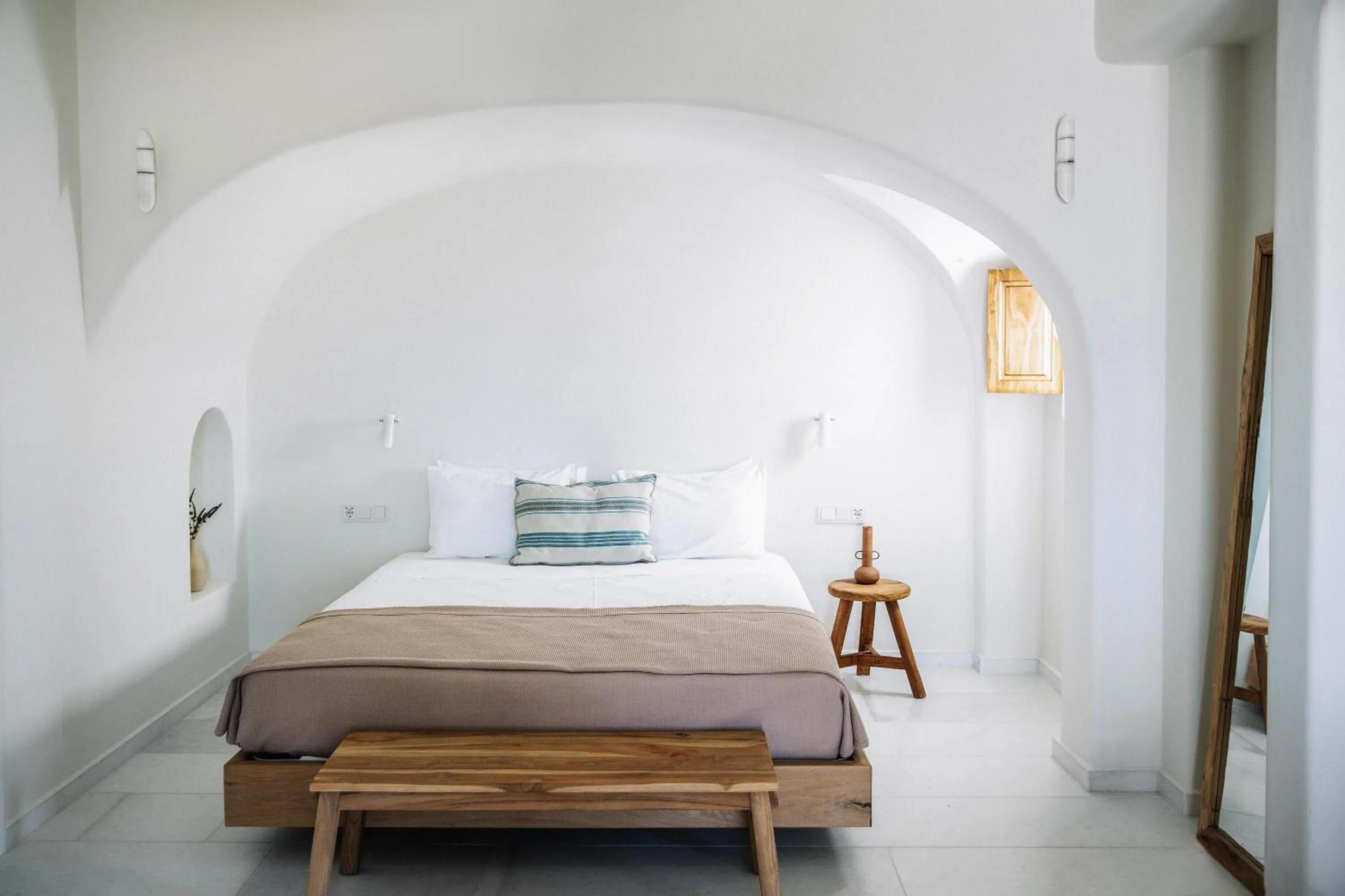 Bed in Ammothines Cycladic Suites