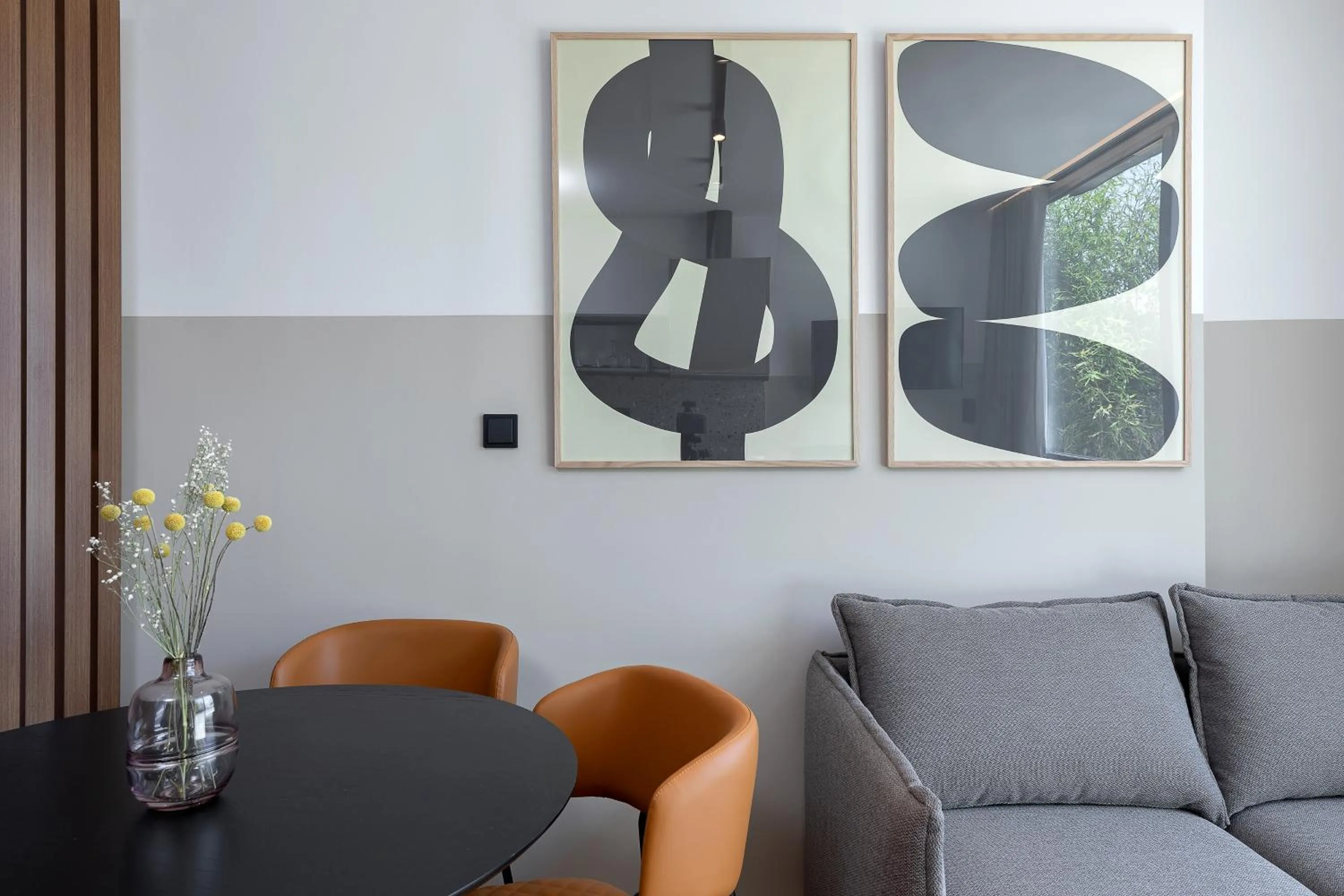 Living room in The Athenians Art Apartments