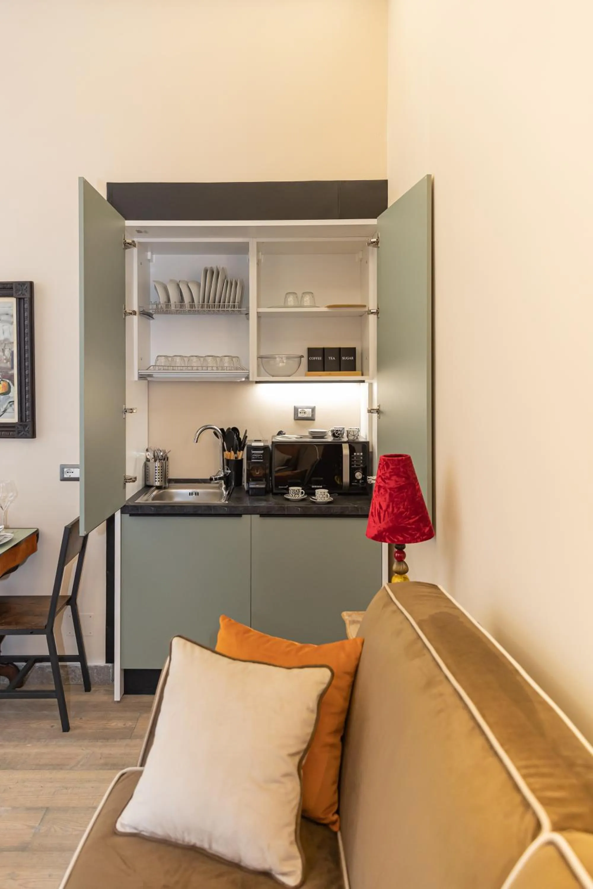 Kitchen or kitchenette in Corso Suite 107 Rooms Wellness & Spa