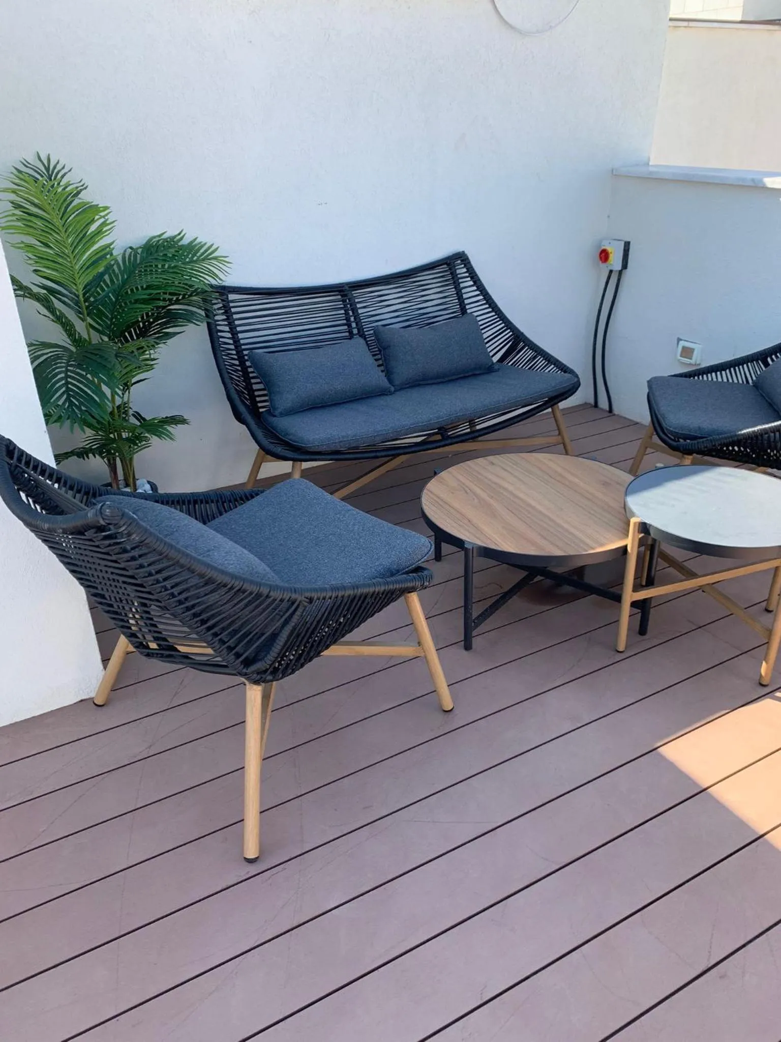 Seating area in Sea view penthouse Private rooftop jacuzzi
