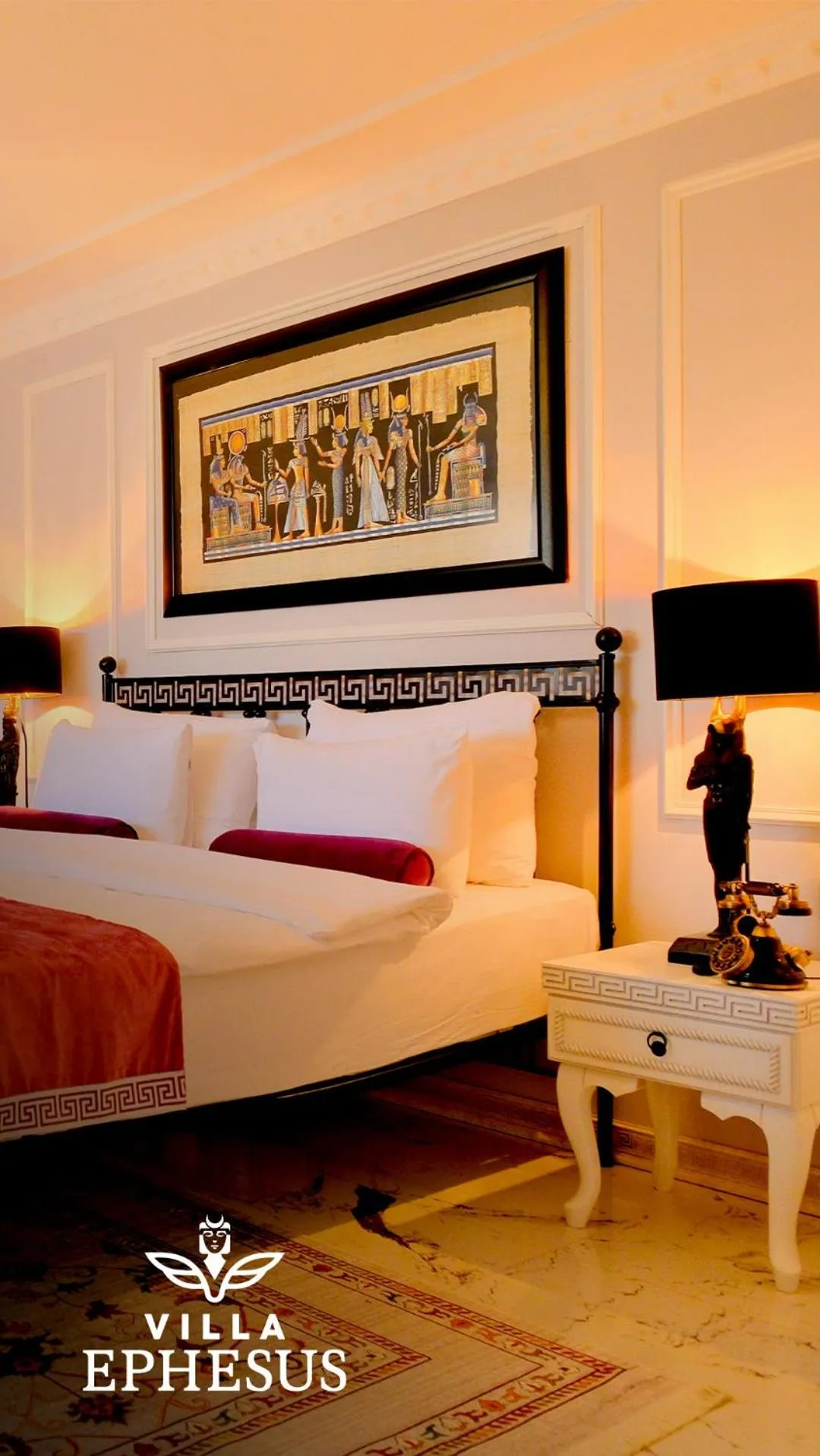 Text overlay, Bed in Villa Ephesus Hotel