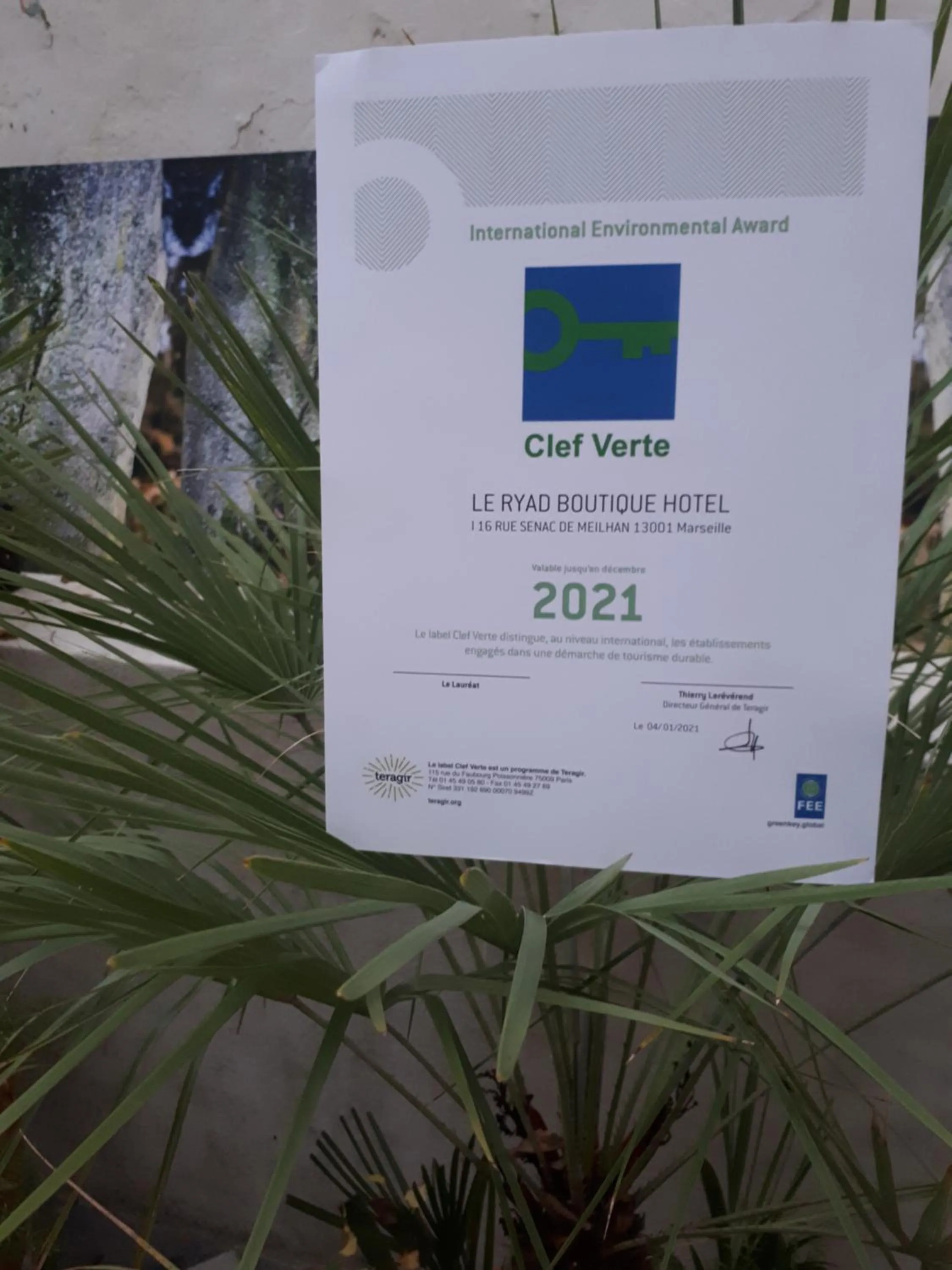 Certificate/Award in Le Ryad Boutique Hôtel
