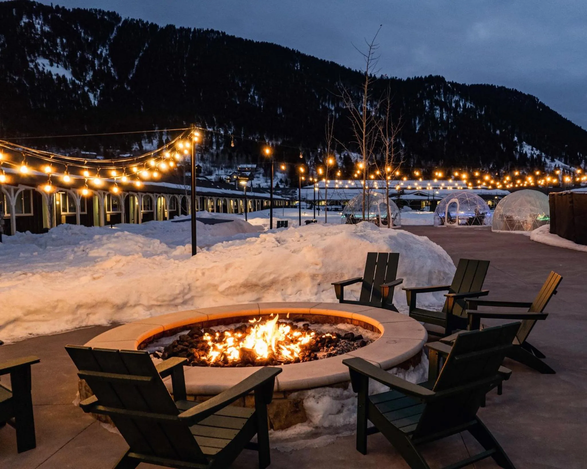 fireplace in The Virginian Lodge