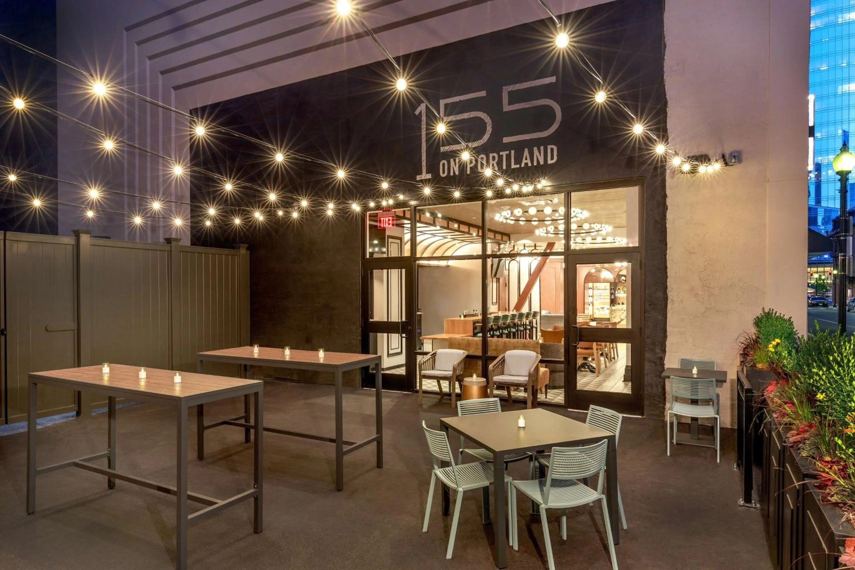 Patio in Pennyweight Hotel Boston, Curio Collection by Hilton