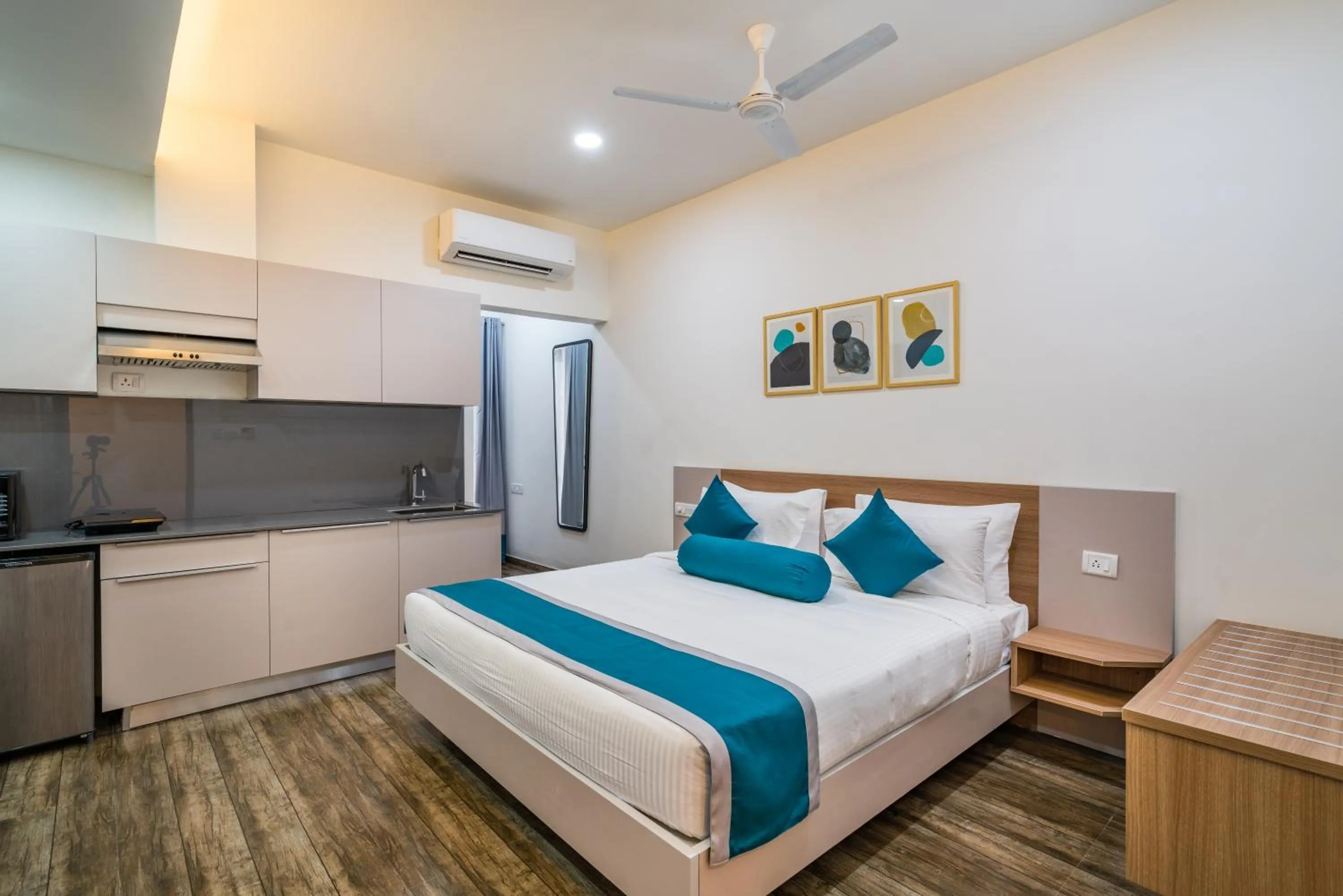 Bedroom, Bed in SKYLA Studios & Suites - Hitech City