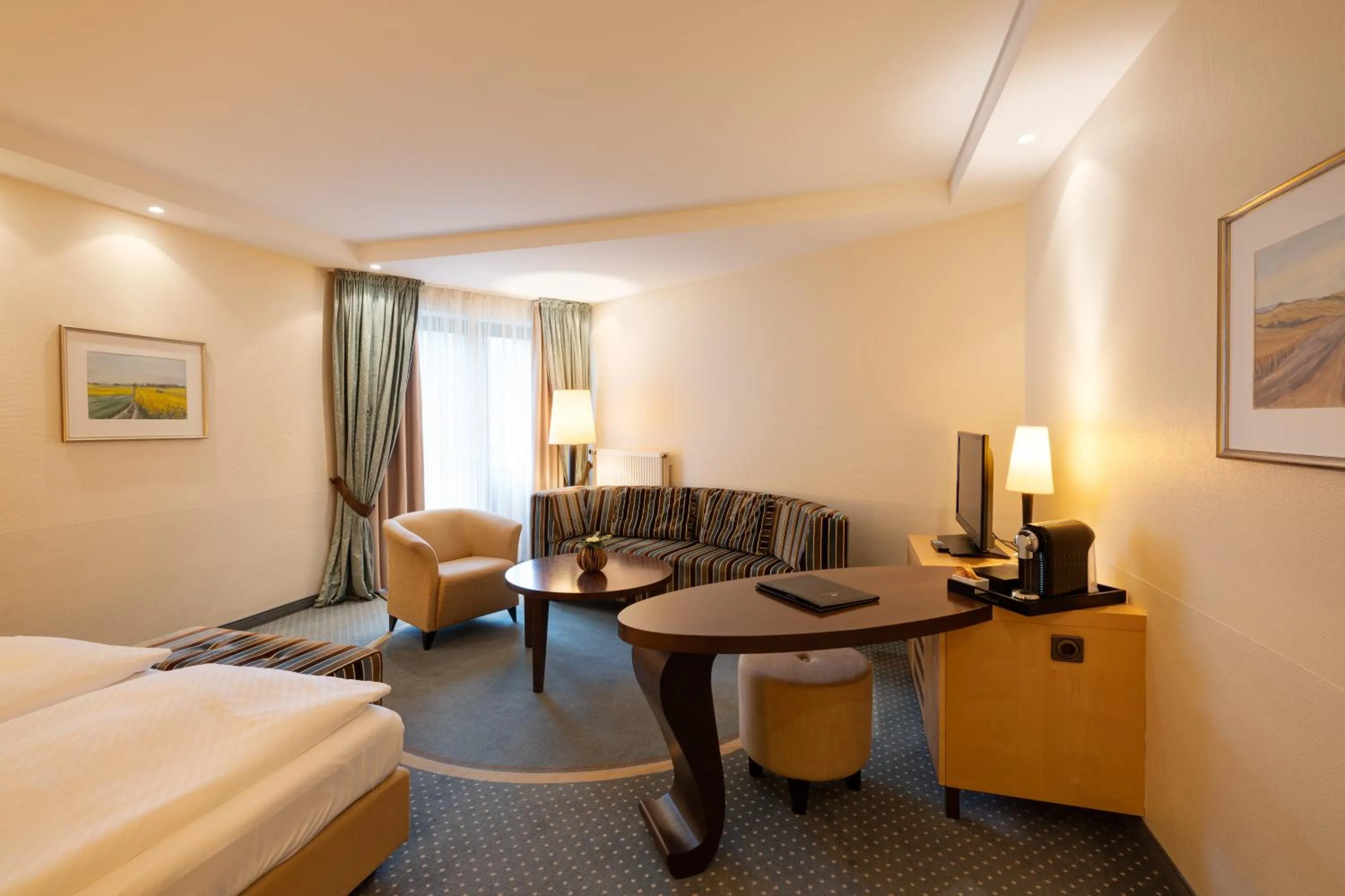 Seating area, Bed in Romantik Hotel Waldschlösschen