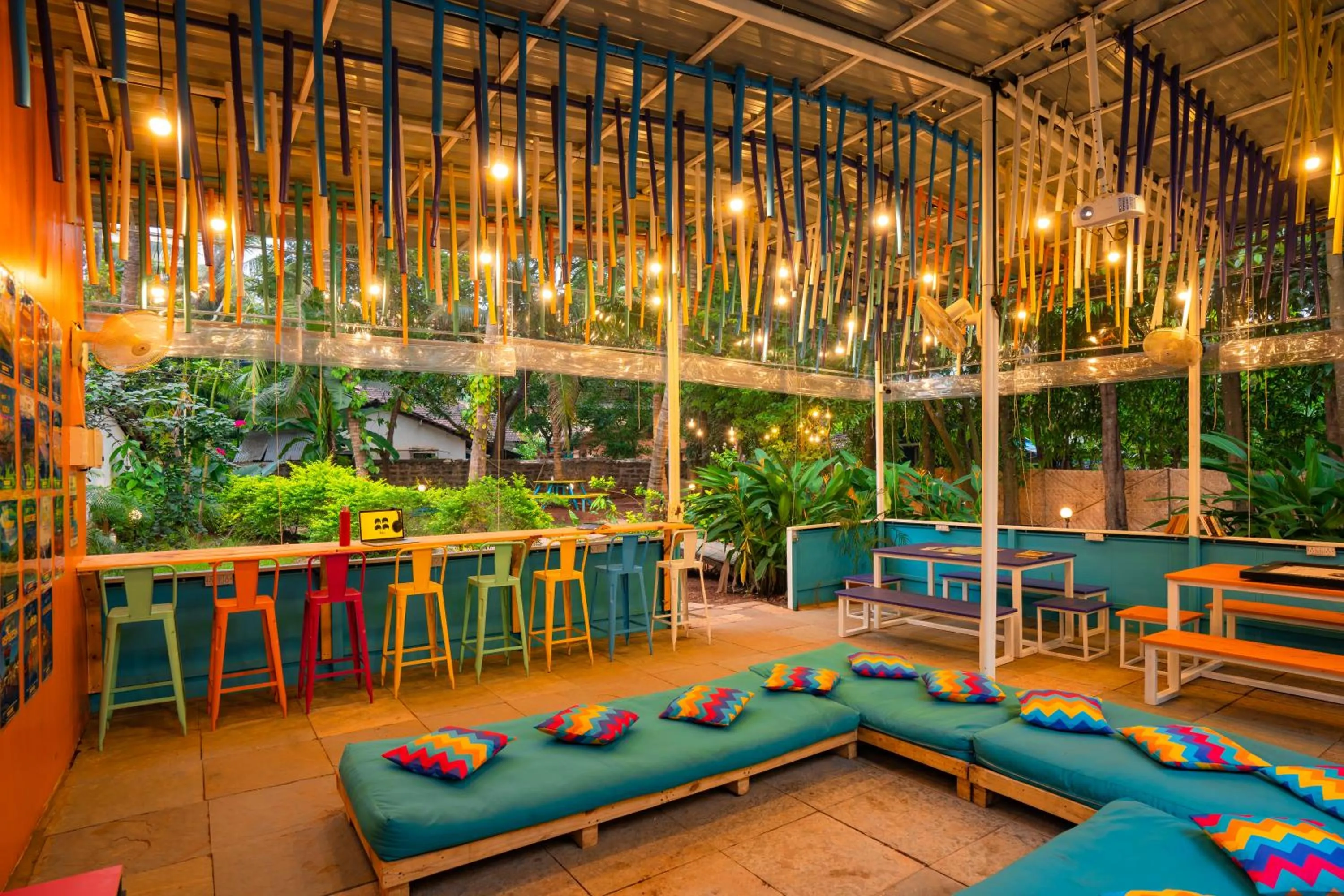 Seating area in goSTOPS Lite Goa, Calangute