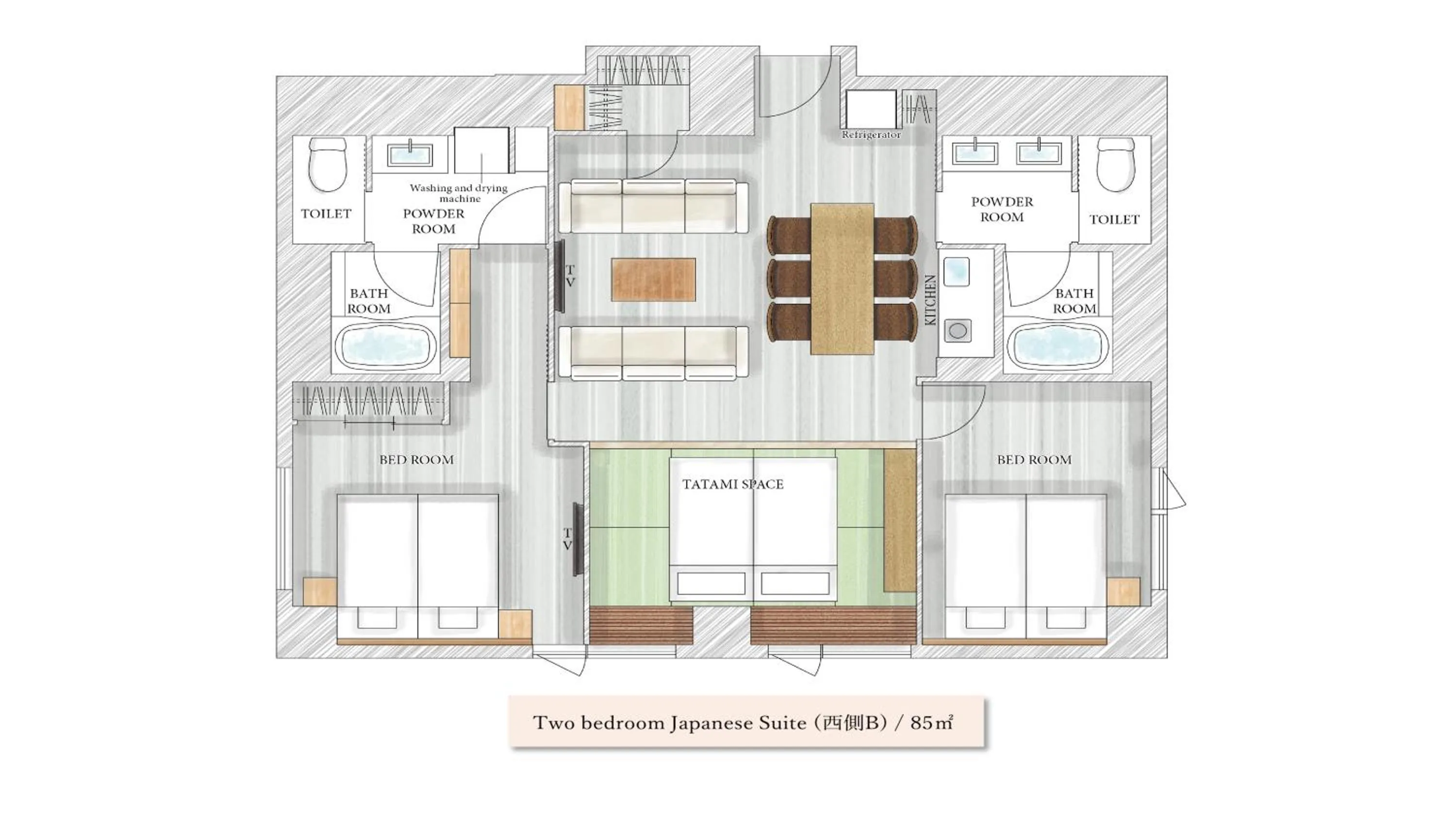 Floor plan in MIMARU SUITES Kyoto Central