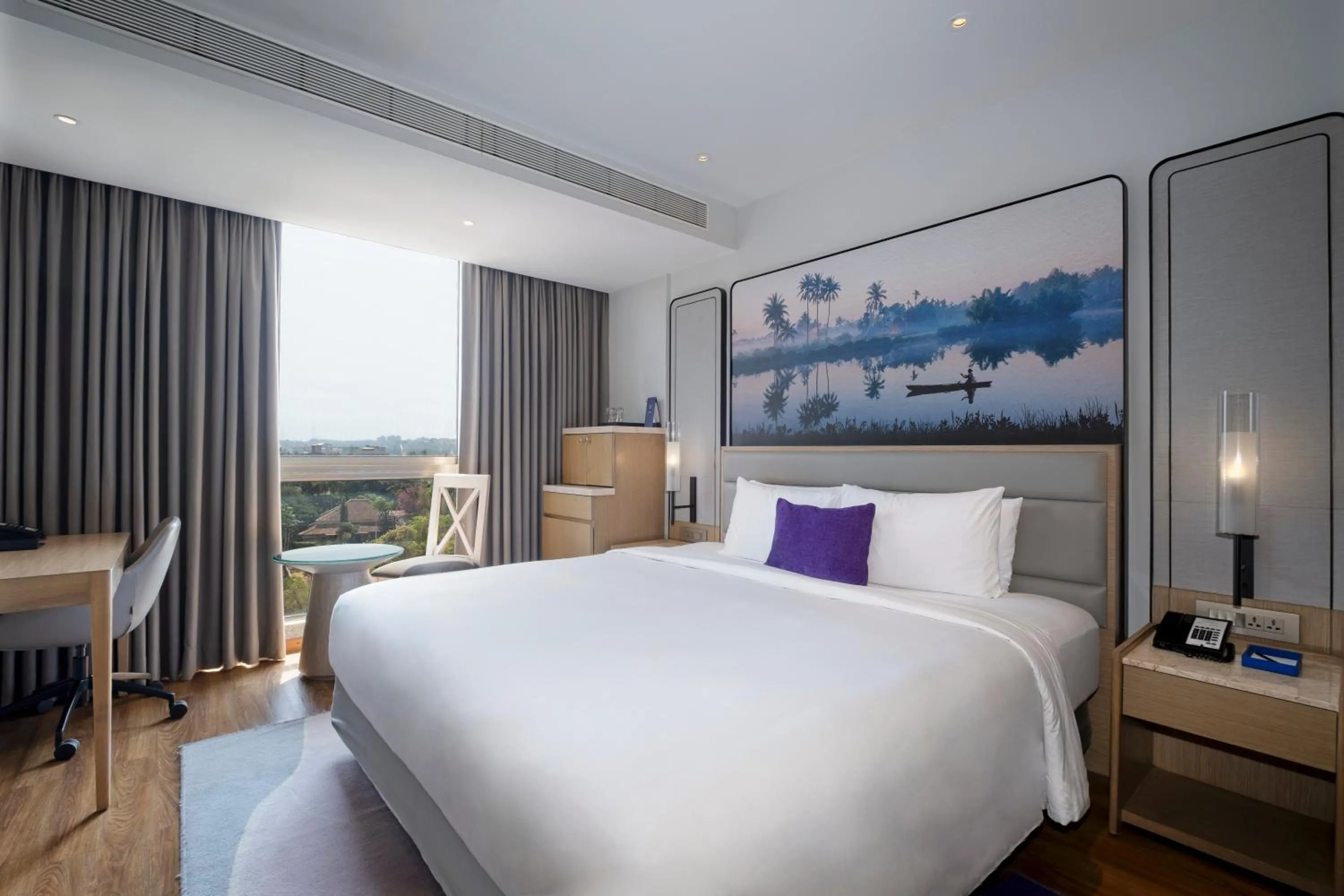 View (from property/room), Bed in Vivanta Goa, Miramar