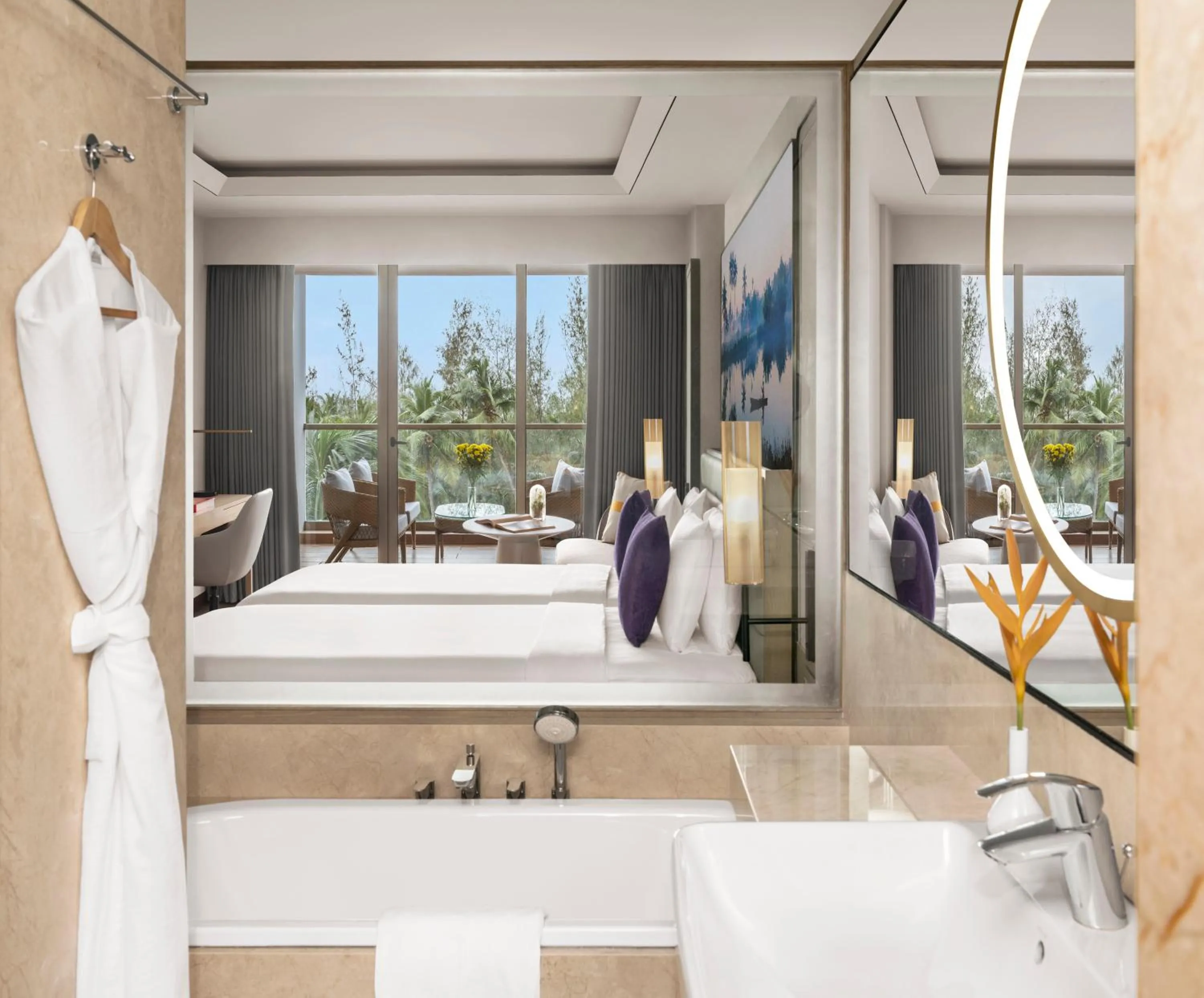 Bathroom, Bed in Vivanta Goa, Miramar