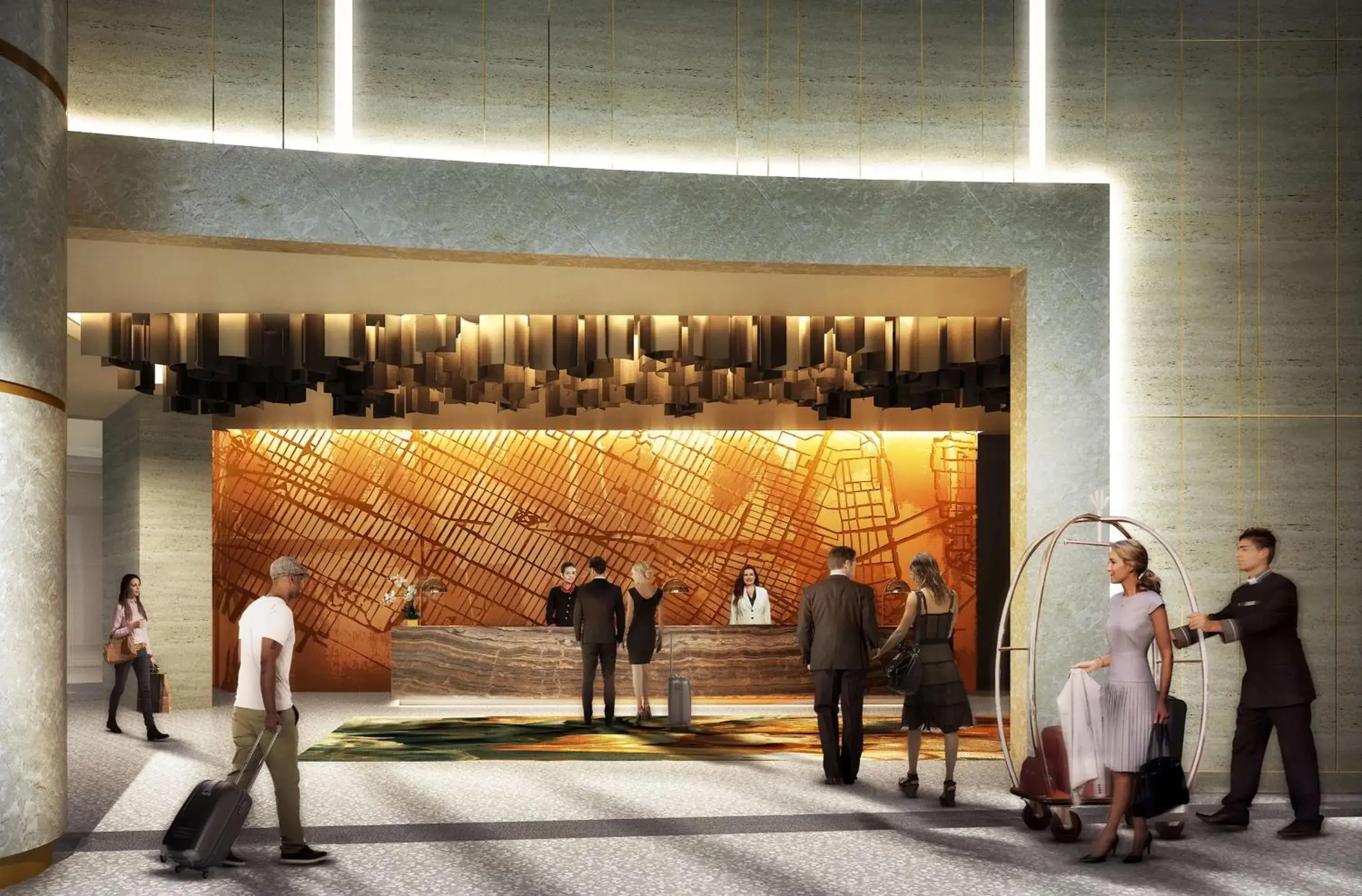 Lobby or reception in Hyatt Regency JFK Airport at Resorts World New York Lobby or reception in Hyatt Regency JFK Airport at Resorts World New York