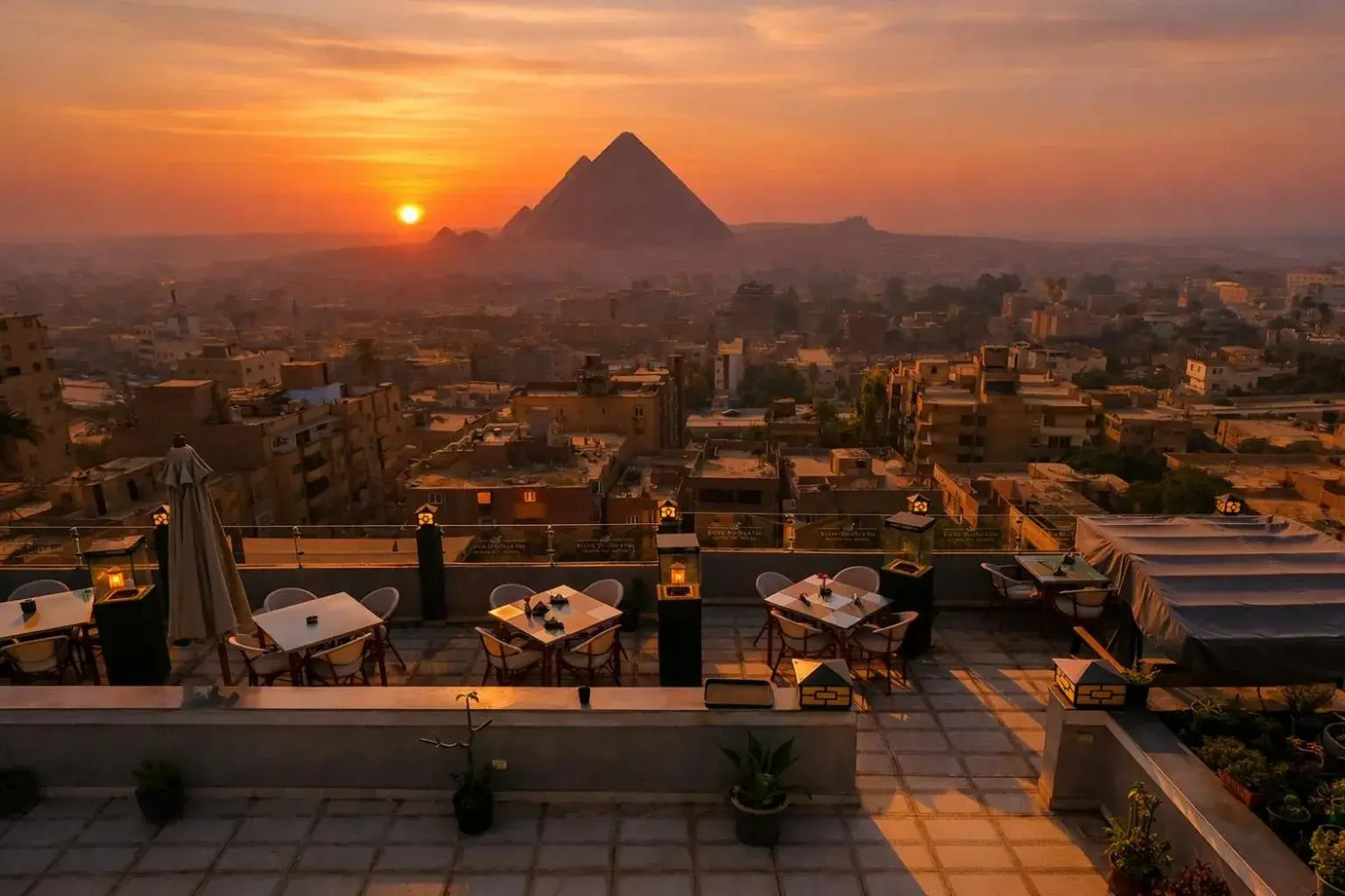 Balcony/Terrace in Khan Duidar Inn - Pyramids View Rooftop Balcony/Terrace in Khan Duidar Inn - Pyramids View Rooftop