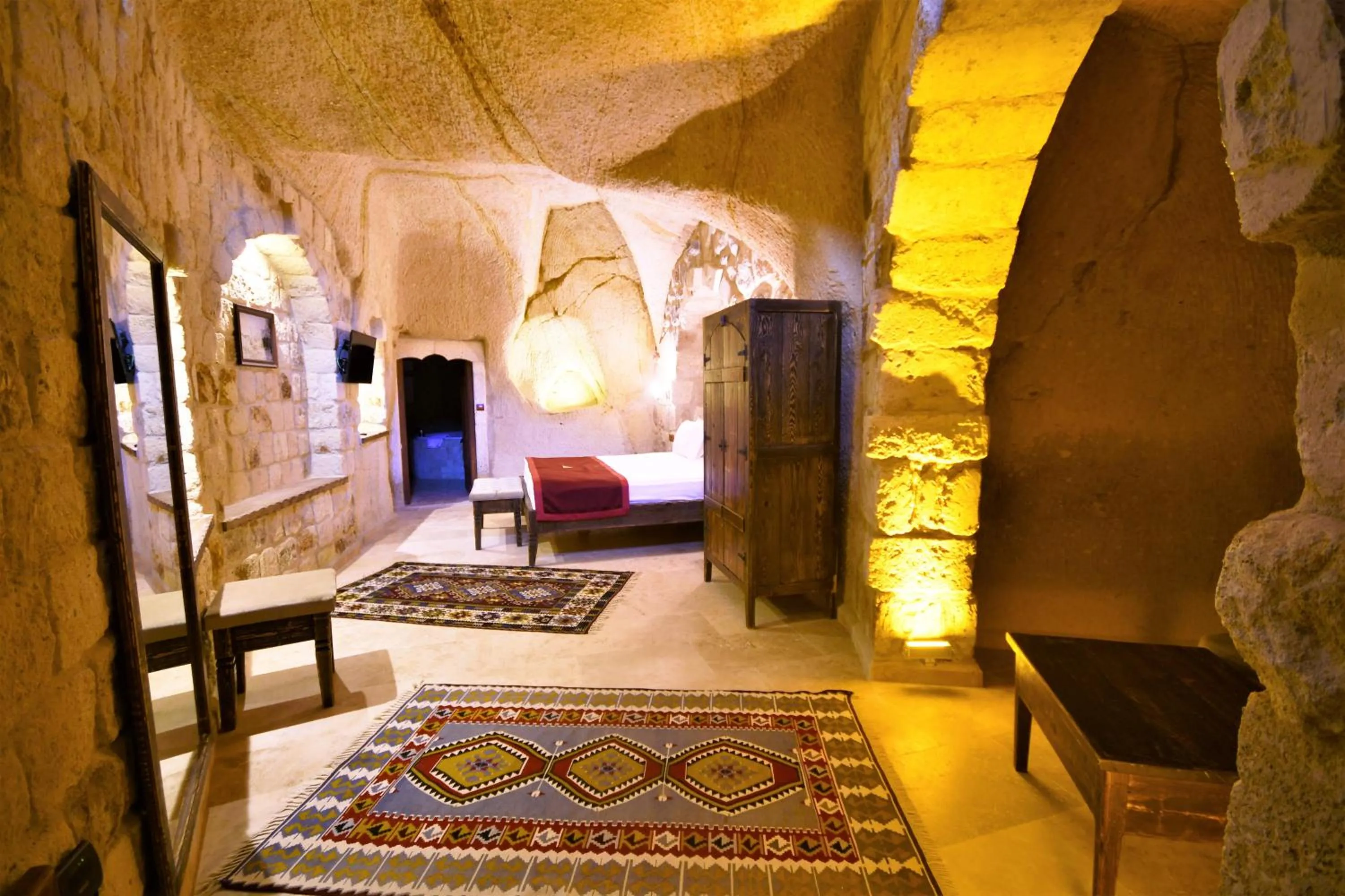 Seating area, Bed in Under Cave Cappadocia