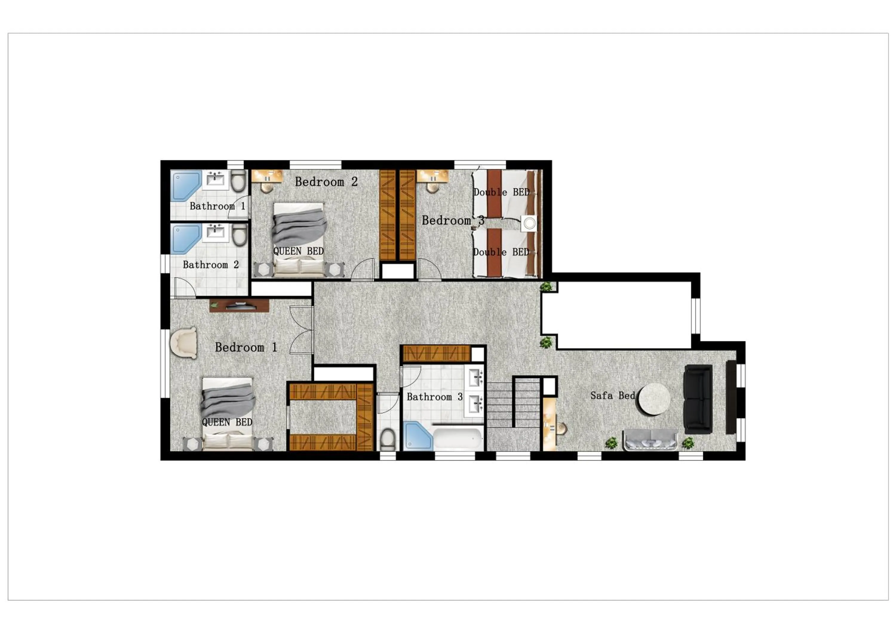 Floor plan in 6 Bedrooms & 4 Bathrooms Big House for Big Group