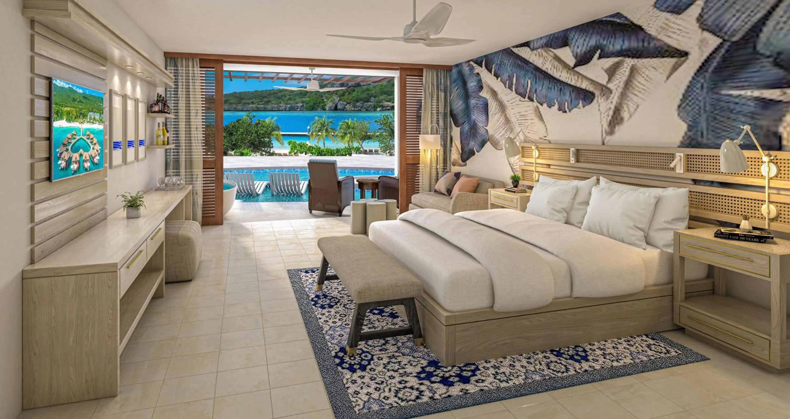 Photo of the whole room, Bed in Sandals Royal Curacao All Inclusive Couples Only