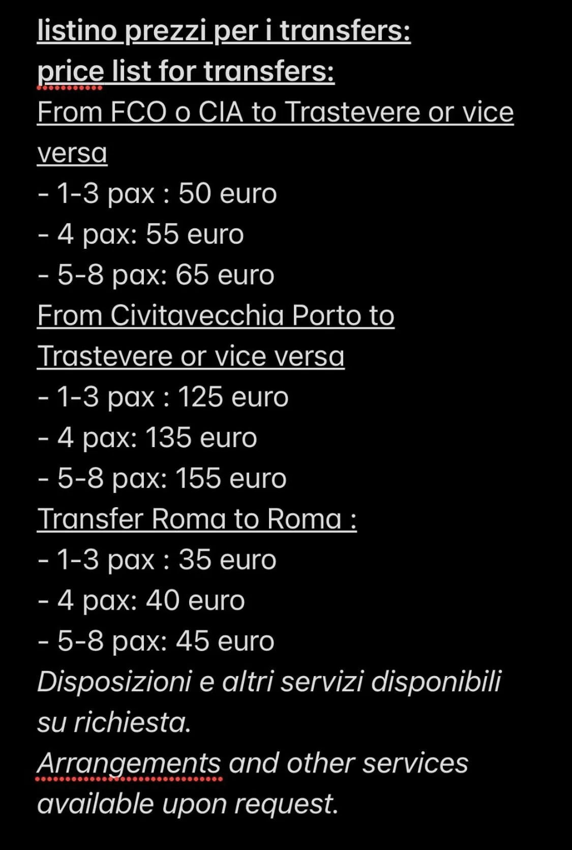 shuttle in Relais la Fornarina