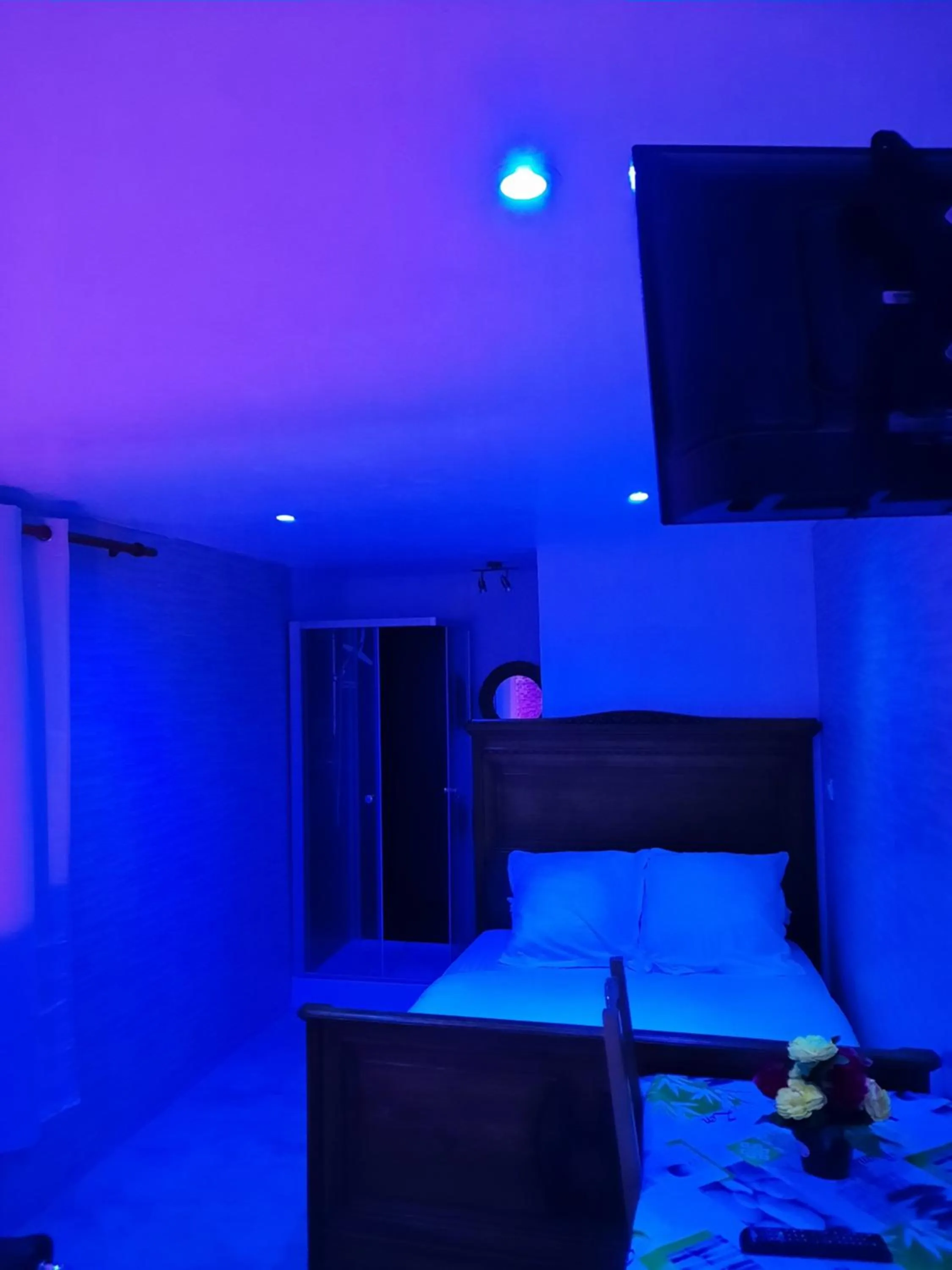 Bed in Chambre meublée indépendante, jacuzzi dans la chambre située à Amblainville à 35 minutes de Paris