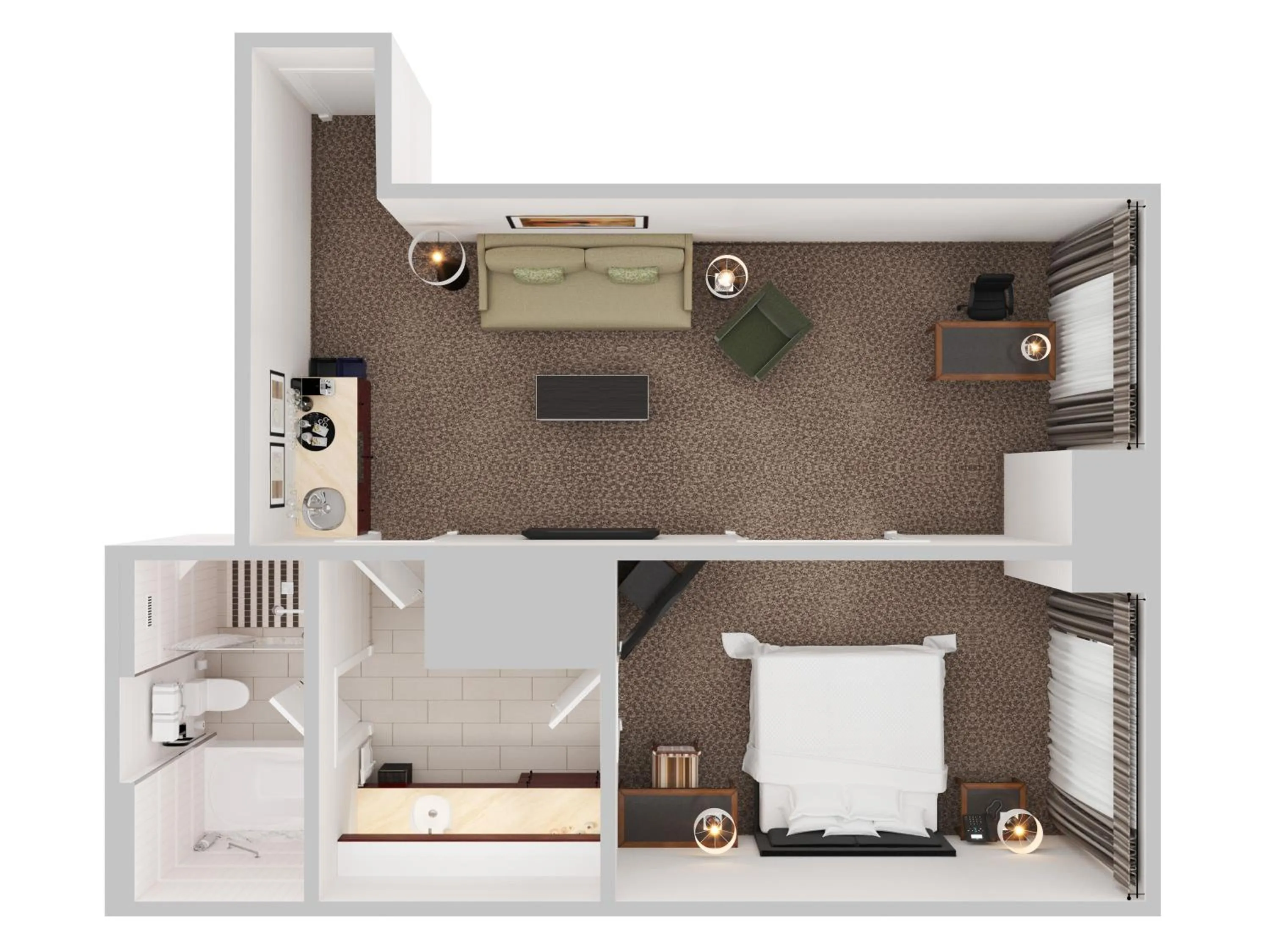 Floor plan, Bed in Cambridge Suites Toronto