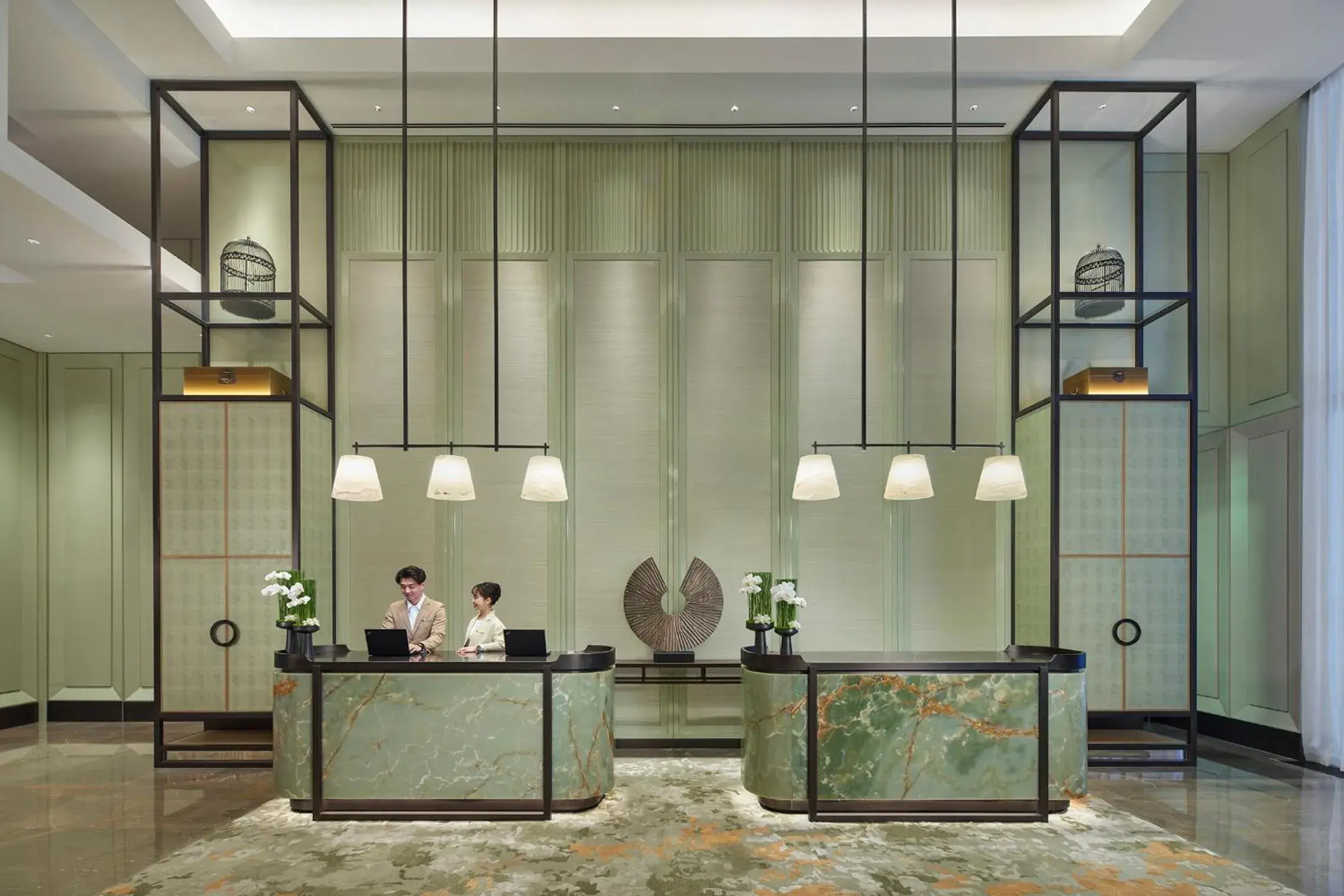 Lobby or reception in Shangri-La Qiantan, Shanghai - Steps away from the Oriental Sports Center, and easy reach the vibrant art scene of West Bund Lobby or reception in Shangri-La Qiantan, Shanghai - Steps away from the Oriental Sports Center, and easy reach the vibrant art scene of West Bund